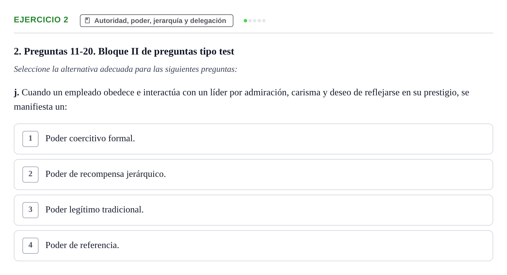 Enunciado: Ejercicio 2 - Autoridad, poder, jerarquía y delegación · Administració de l'Empresa UB Juny 2022