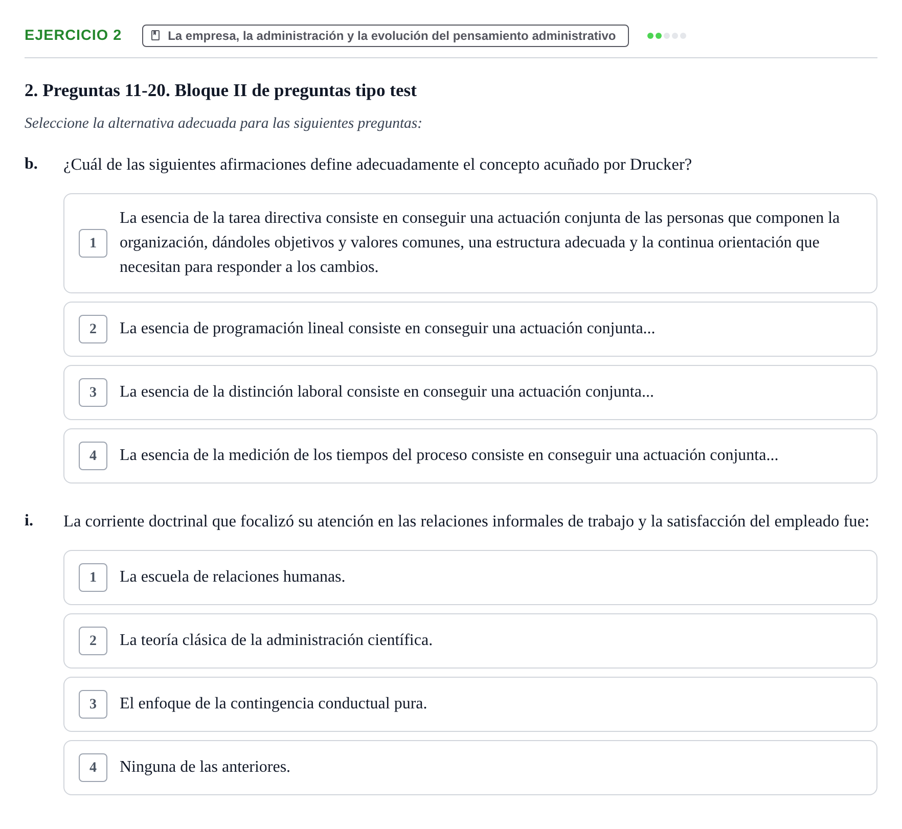 Enunciado: Ejercicio 2 - La empresa, la administración y la evolución… · Administració de l'Empresa UB Juny 2022