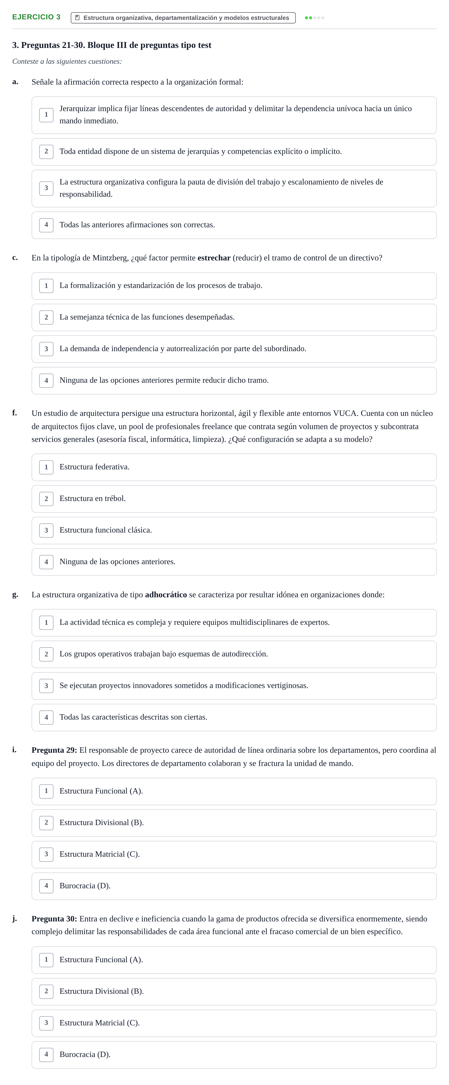 Enunciado: Ejercicio 3 - Estructura organizativa, departamentalización… · Administració de l'Empresa UB Juny 2022