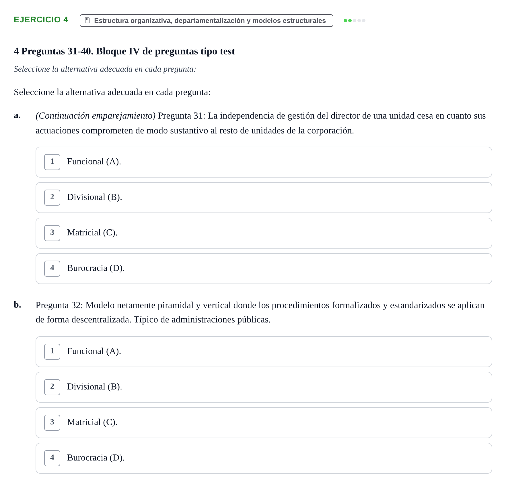 Enunciado: Ejercicio 4 - Estructura organizativa, departamentalización… · Administració de l'Empresa UB Juny 2022