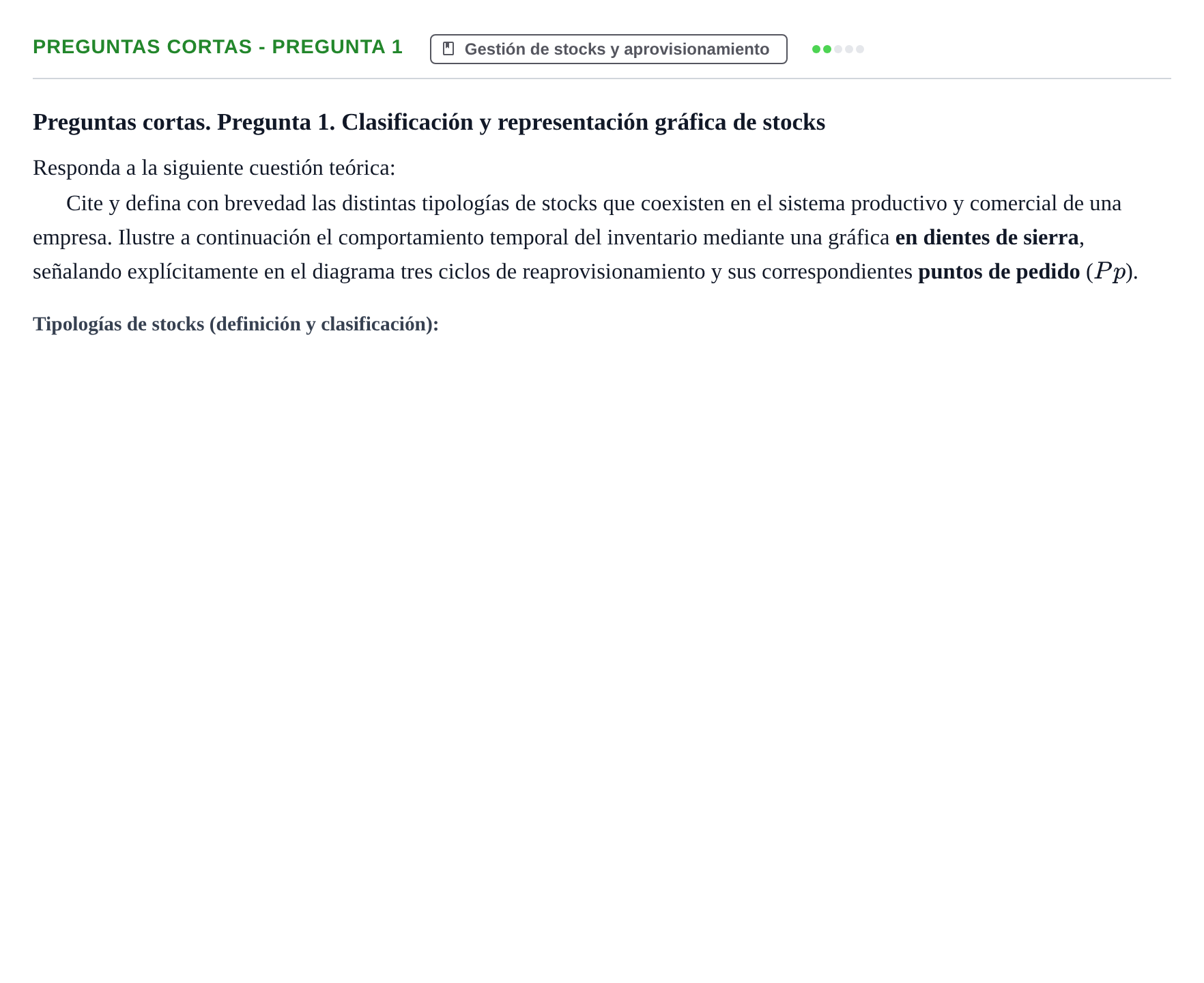Enunciado: Ejercicio Preguntas cortas - Pregunta 1 · Administració de l'Empresa UB Juny 2022