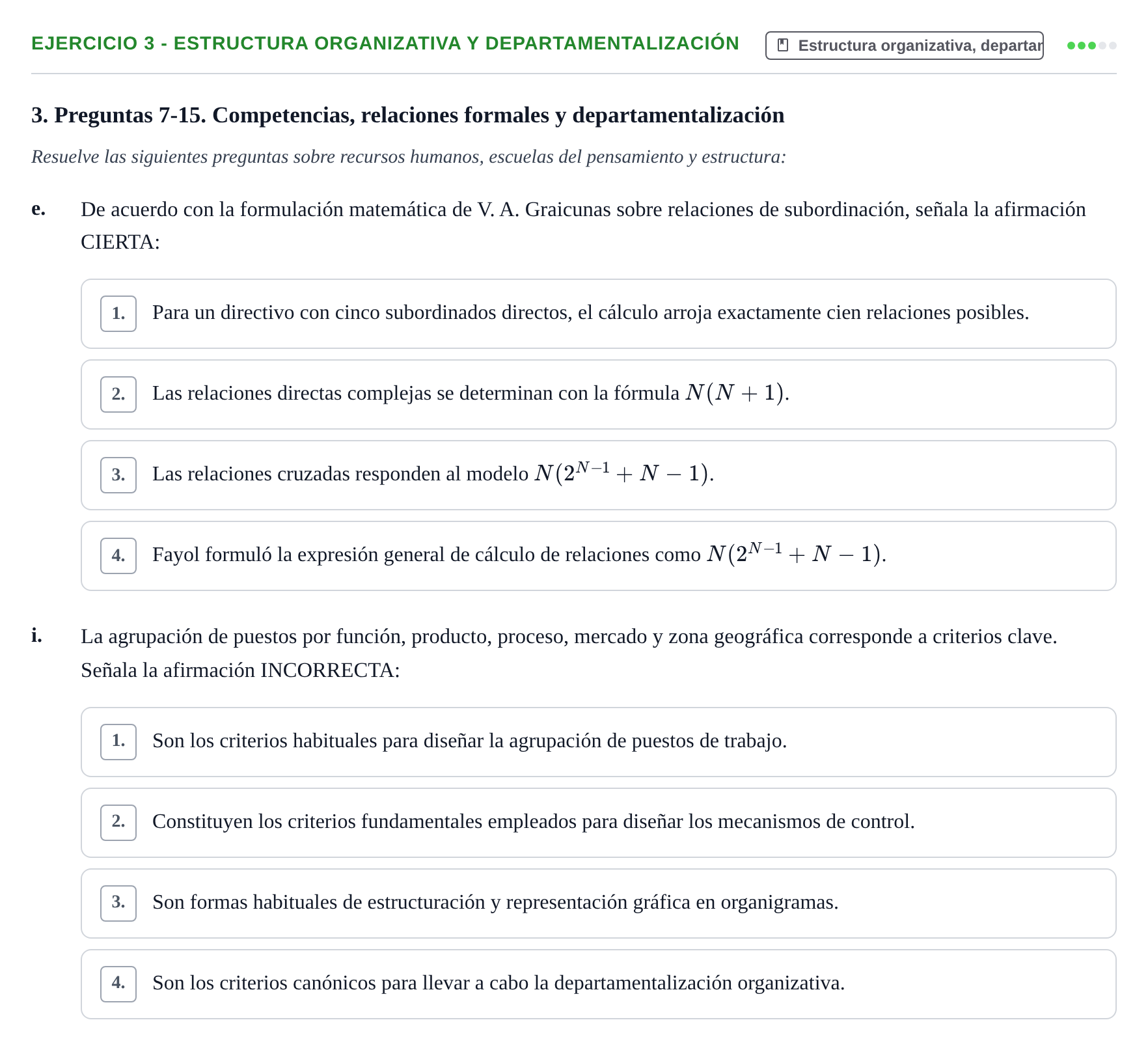 Enunciado: Ejercicio 3 - Estructura organizativa y departamentalización · Administració de l'Empresa UB Examen final. Administració de l'Empresa