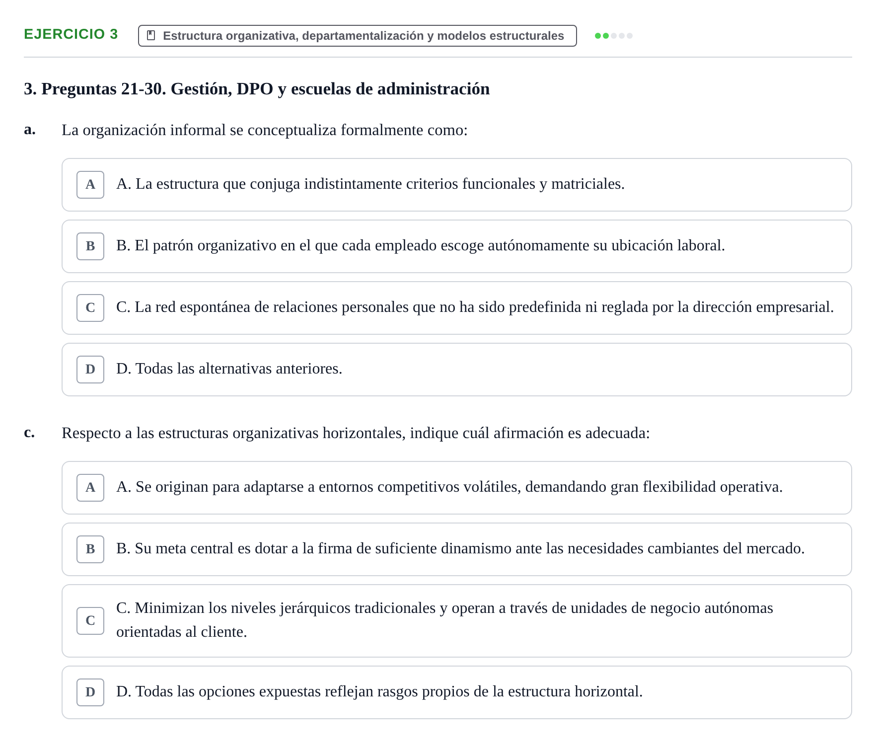 Enunciado: Ejercicio 3 - Estructura organizativa · Administració de l'Empresa UB Examen 2.º parcial de Administración de la Empresa
