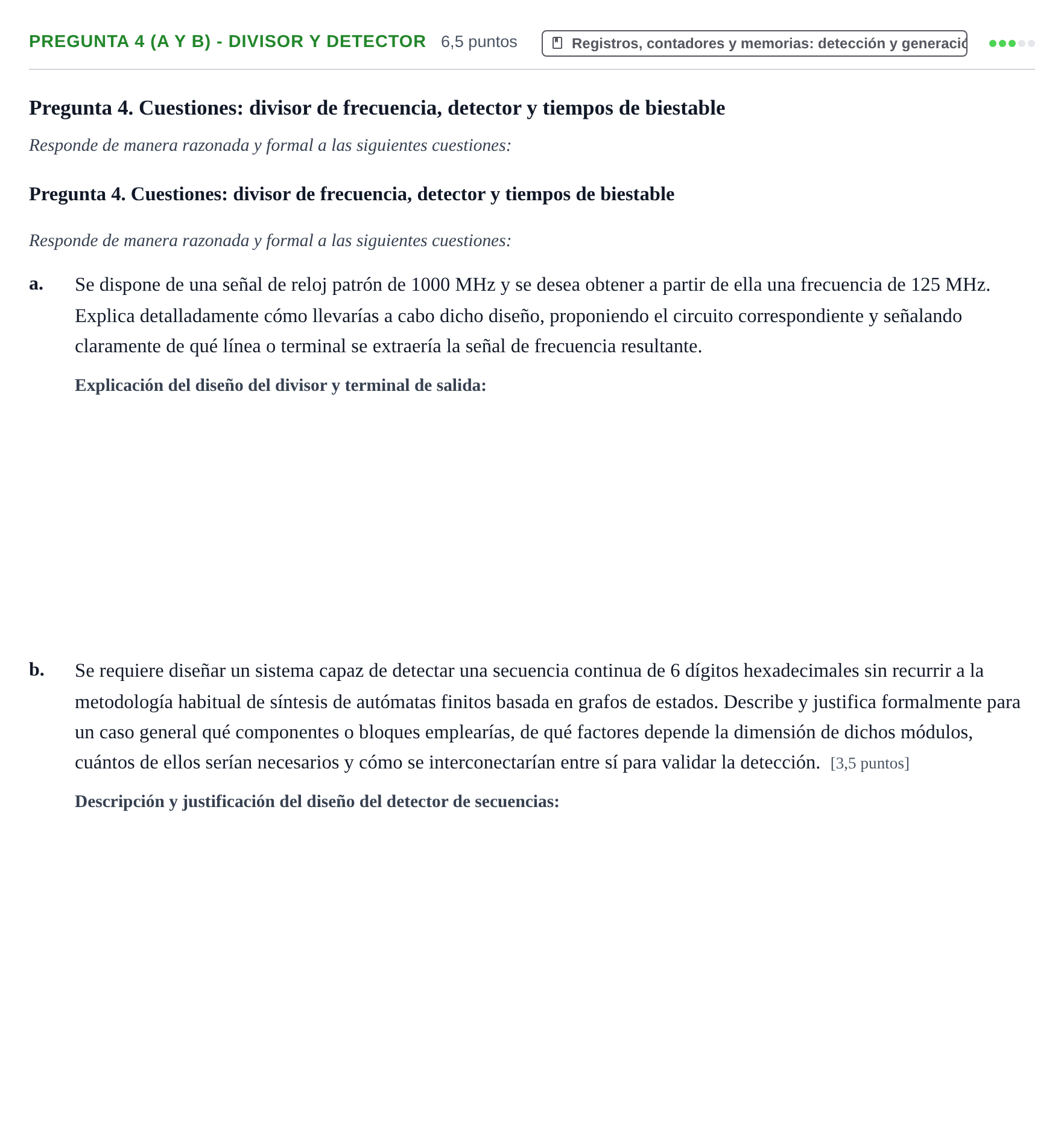 Enunciado: Pregunta 4 (a y b) - Divisor y detector · Fonaments dels Computadors UAB 2023