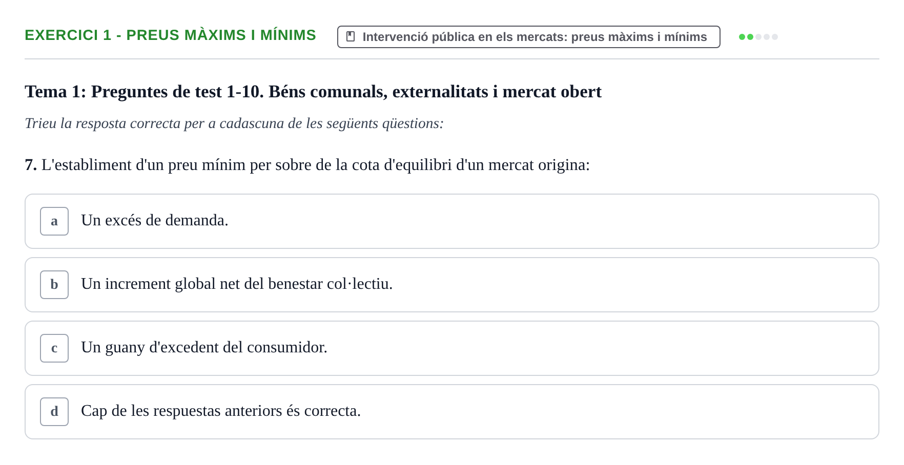 Enunciado: 1 - Preus màxims i mínims