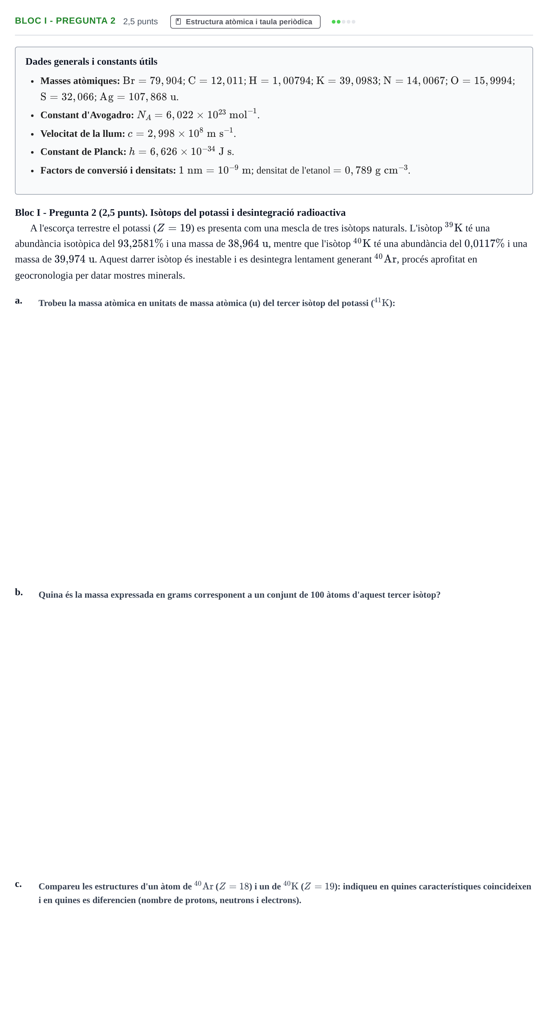 Enunciado: Ejercicio Bloc I - Pregunta 2 · Fonaments de Química I i II UAB 2010
