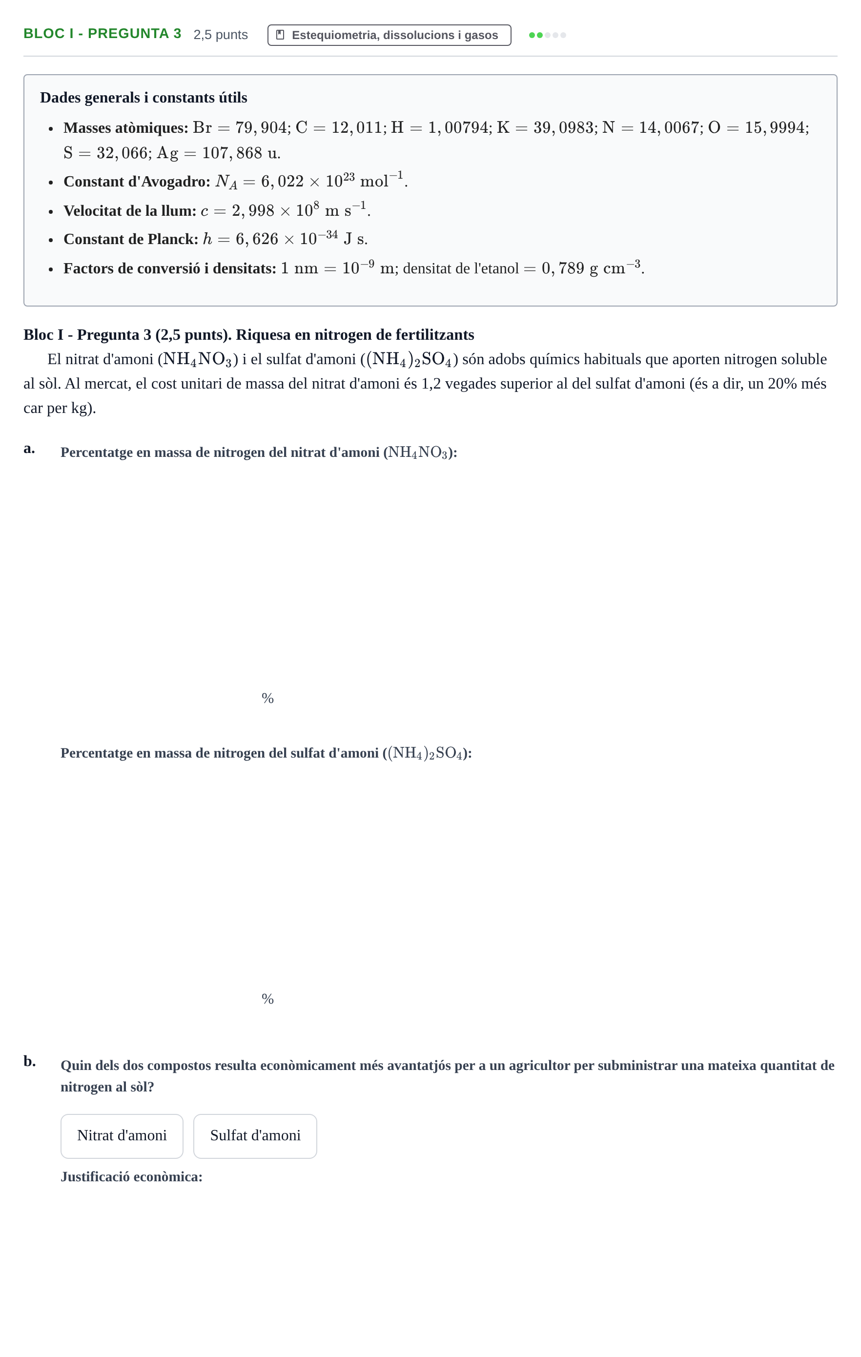 Enunciado: Ejercicio Bloc I - Pregunta 3 · Fonaments de Química I i II UAB 2010