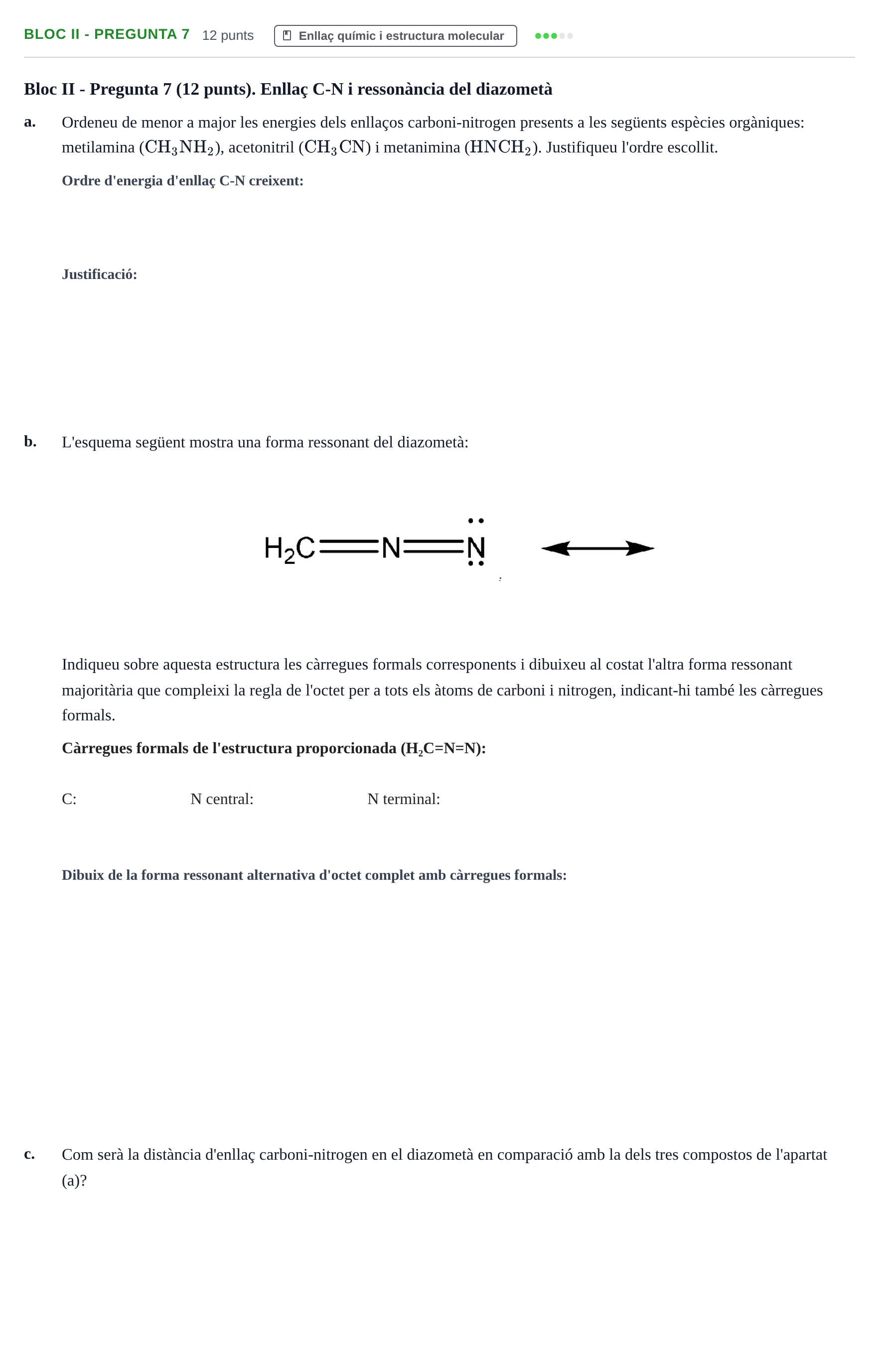 Enunciado: Ejercicio Bloc II - Pregunta 7 · Fonaments de Química I i II UAB 2010