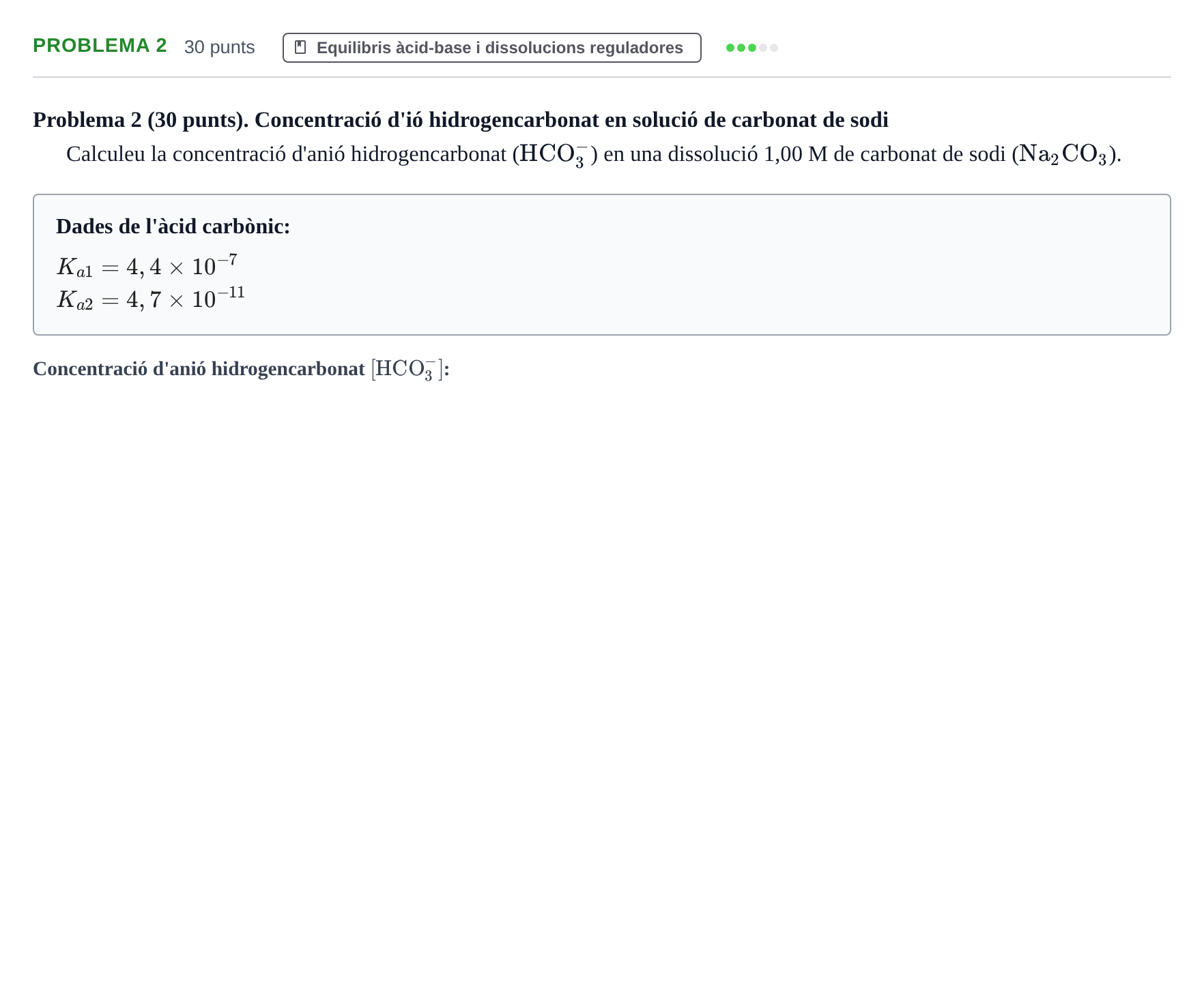 Enunciado: Problema 2 · Fonaments de Química I i II UAB Juny 2015