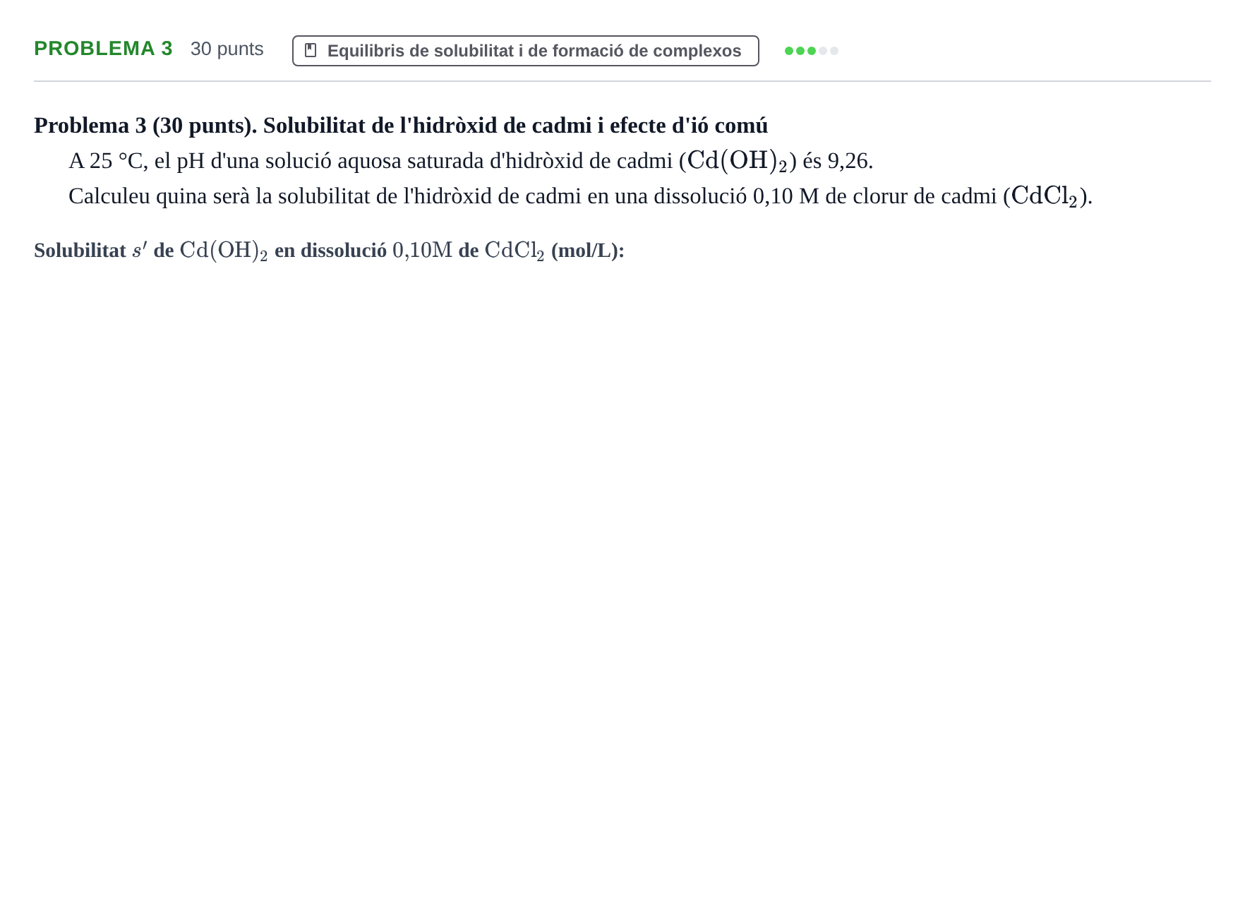 Enunciado: Problema 3 · Fonaments de Química I i II UAB Juny 2015