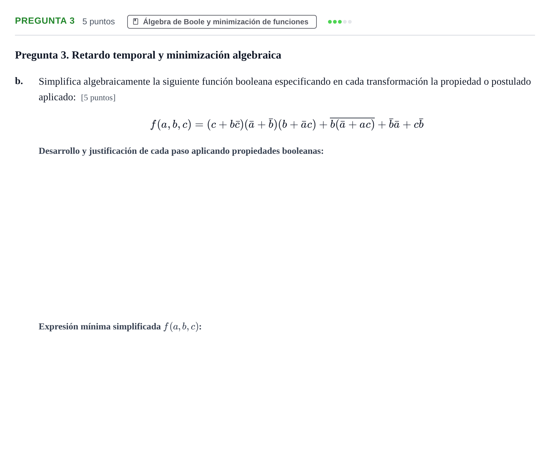 Enunciado: Pregunta 3 - Álgebra de Boole y minimización de f… · Fonaments dels Computadors UAB 2024