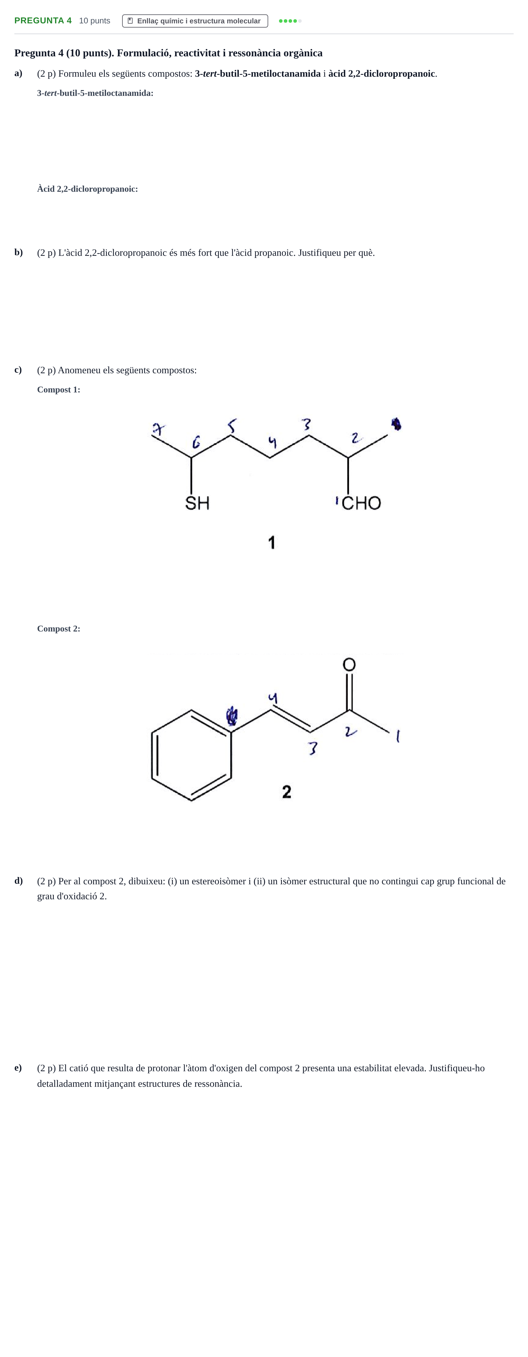 Enunciado: Pregunta 4 · Fonaments de Química I i II UAB Juny 2012