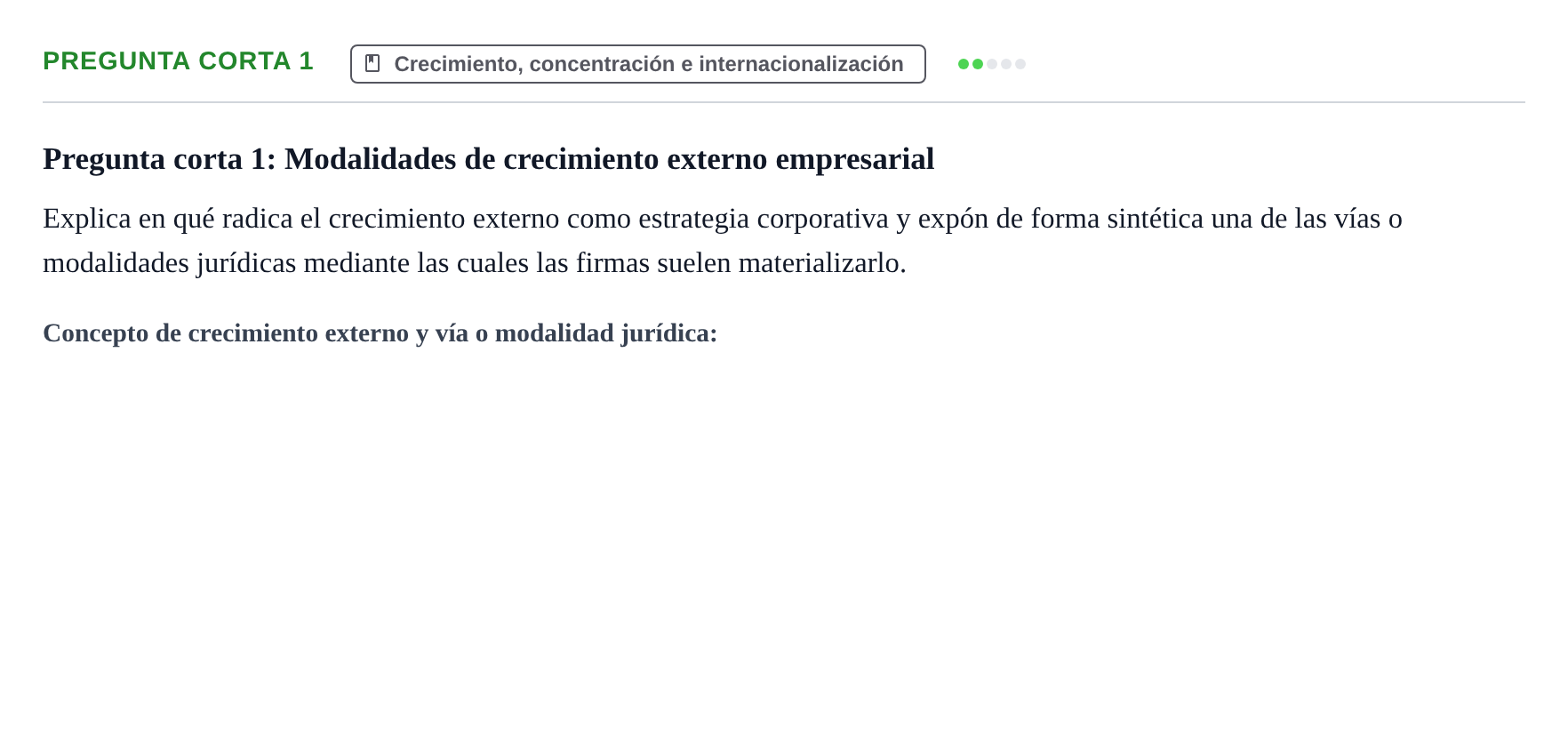 Enunciado: Pregunta corta 1 · Economia de L'empresa UB 2024