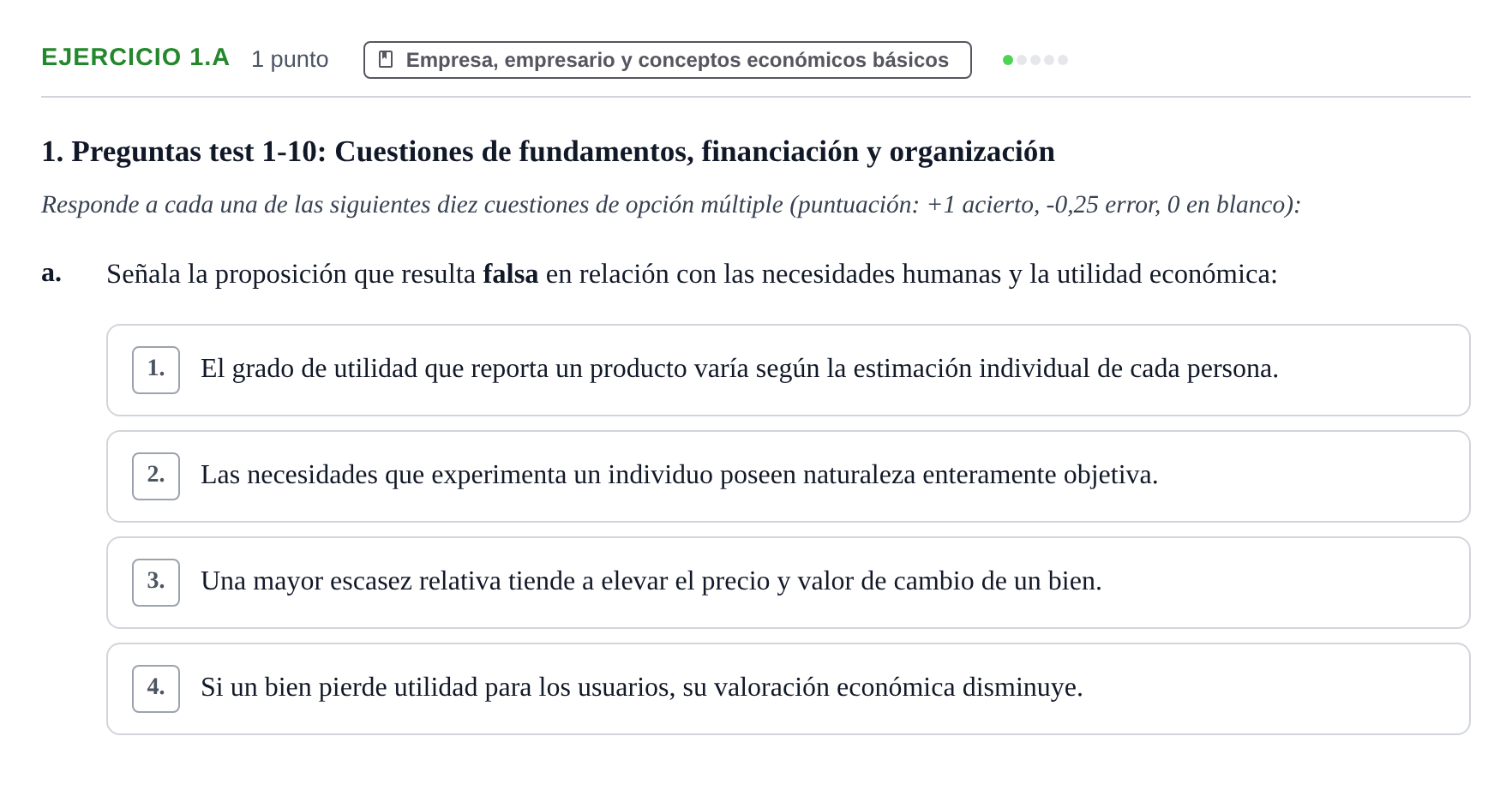 Enunciado: Ejercicio 1.a · Economia de L'empresa UB 2024