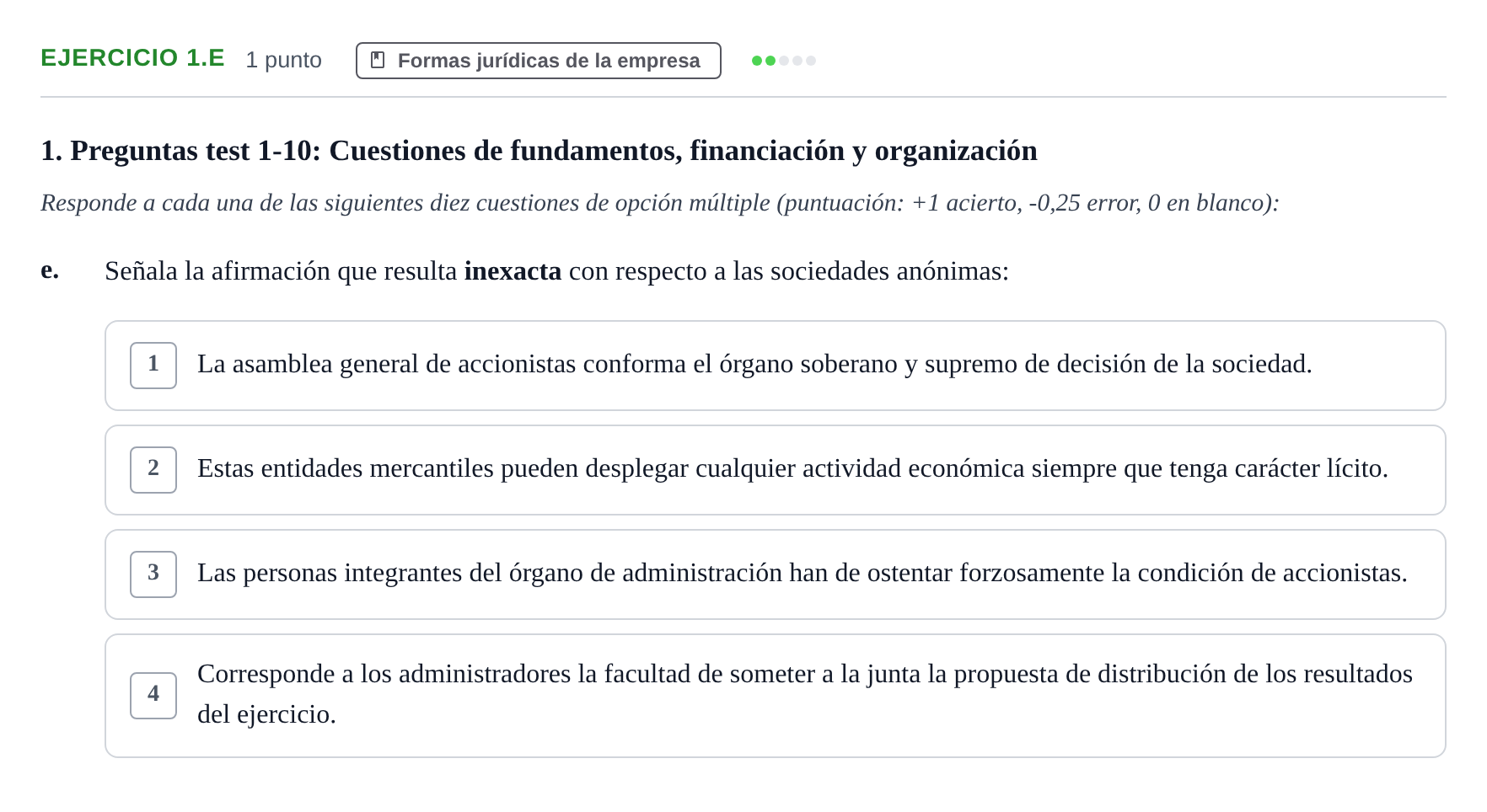Enunciado: Ejercicio 1.e · Economia de L'empresa UB 2024