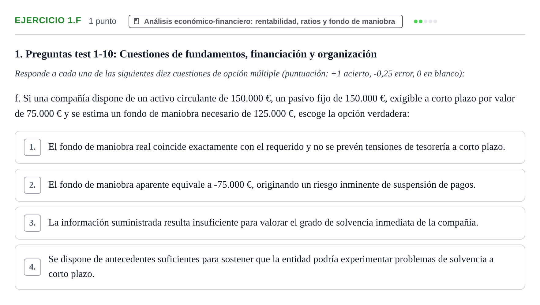 Enunciado: Ejercicio 1.f · Economia de L'empresa UB 2024
