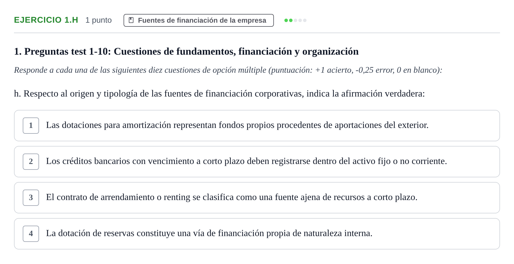 Enunciado: Ejercicio 1.h · Economia de L'empresa UB 2024
