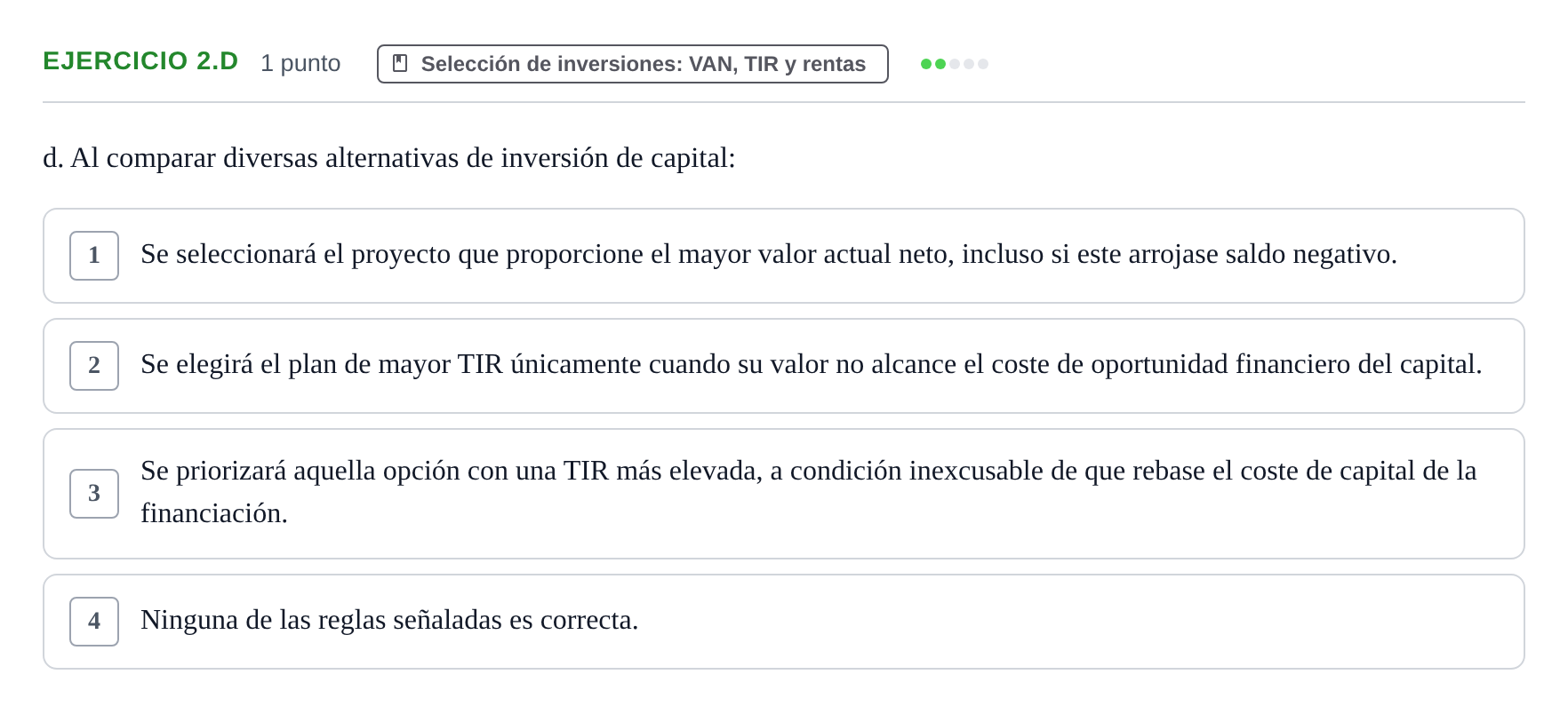 Enunciado: Ejercicio 2.d · Economia de L'empresa UB 2024