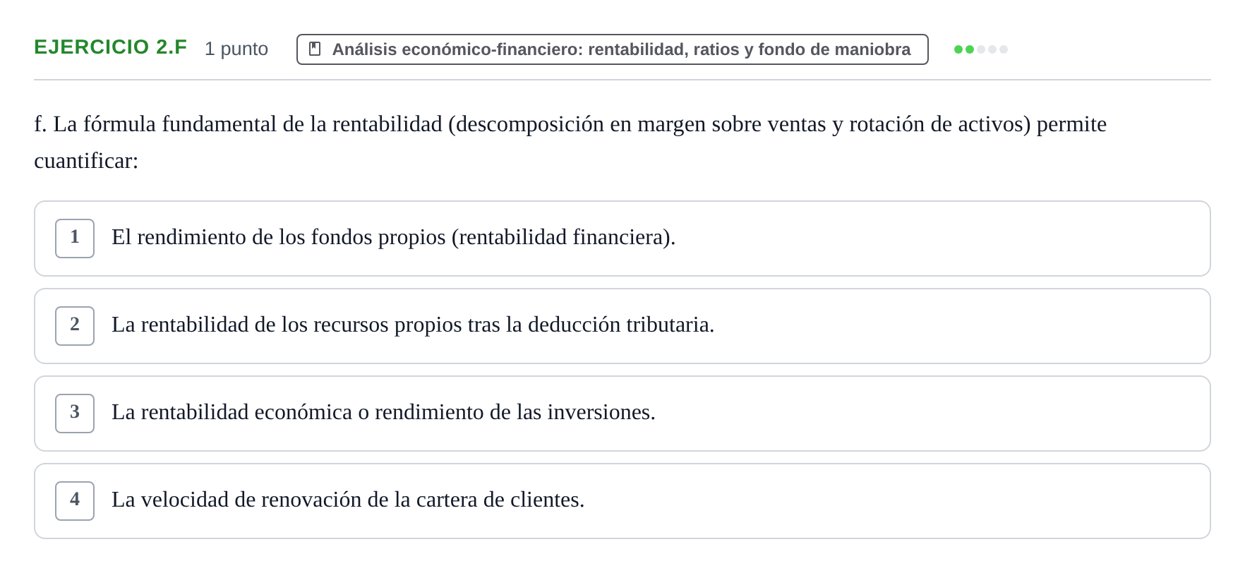 Enunciado: Ejercicio 2.f · Economia de L'empresa UB 2024
