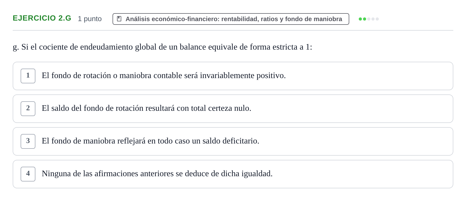 Enunciado: Ejercicio 2.g · Economia de L'empresa UB 2024
