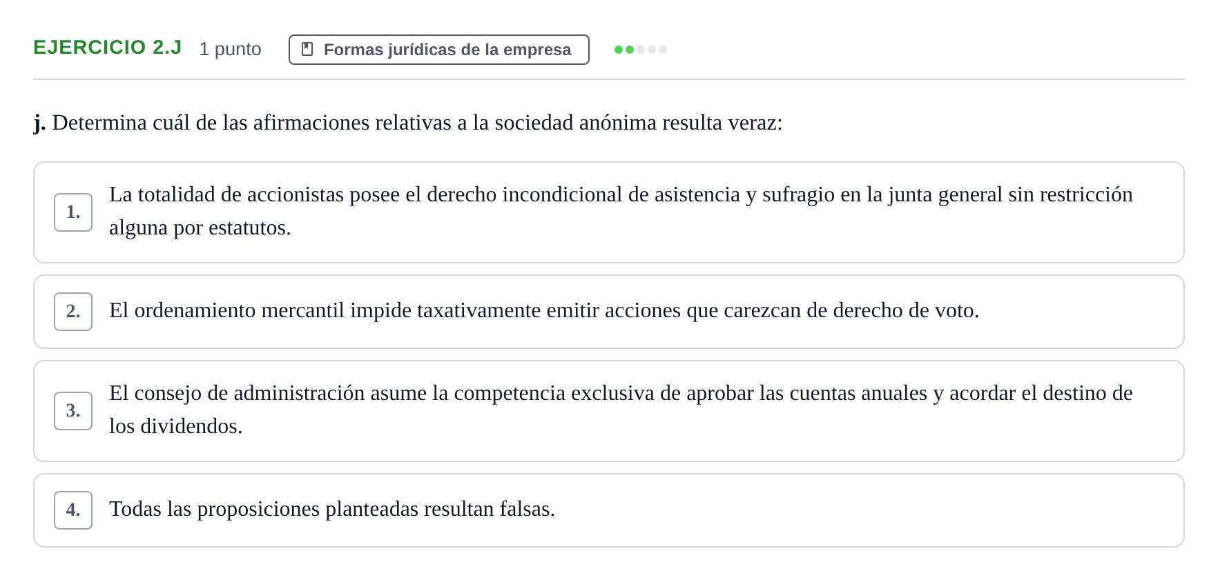 Enunciado: Ejercicio 2.j · Economia de L'empresa UB 2024