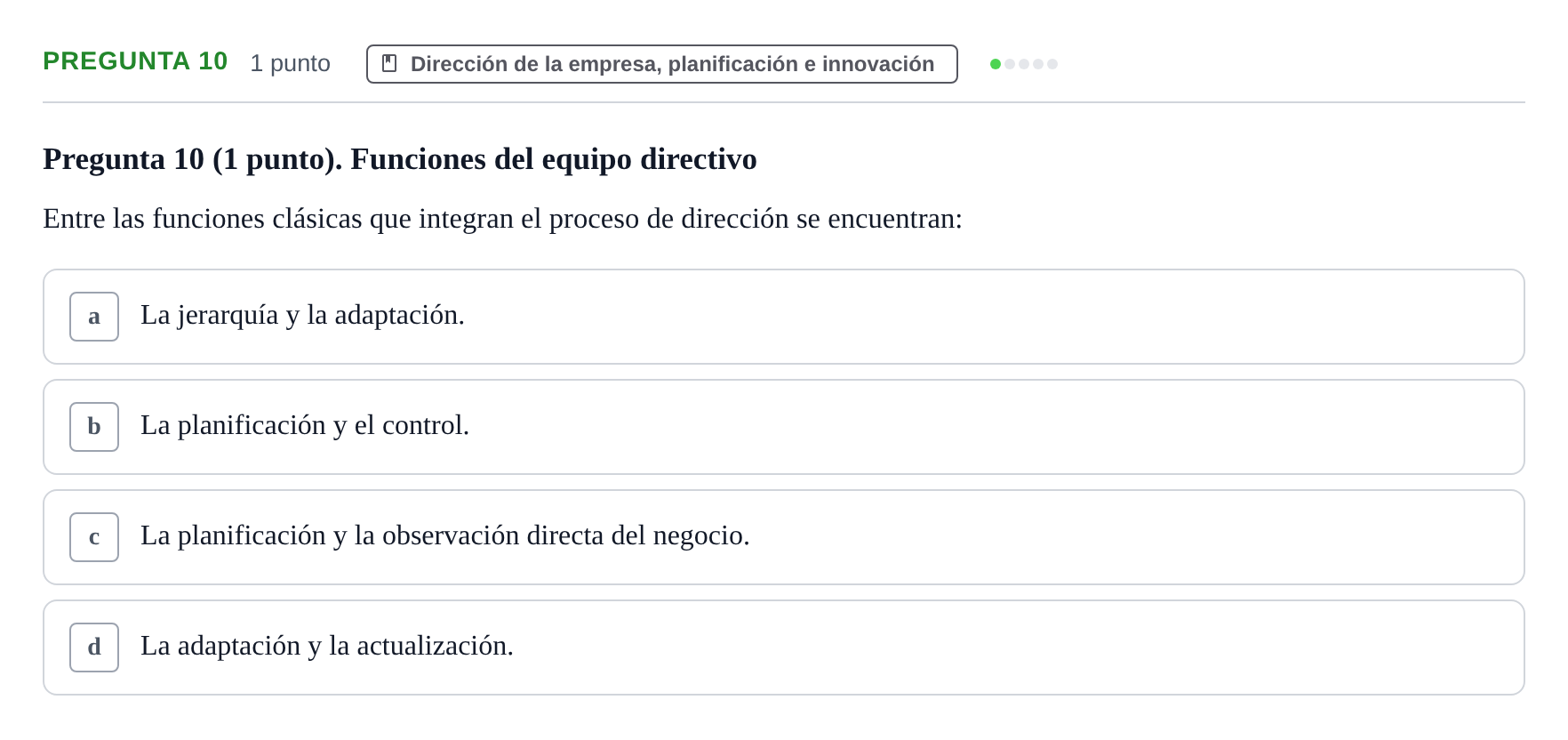Enunciado: Pregunta 10 · Economia de L'empresa UB 2010