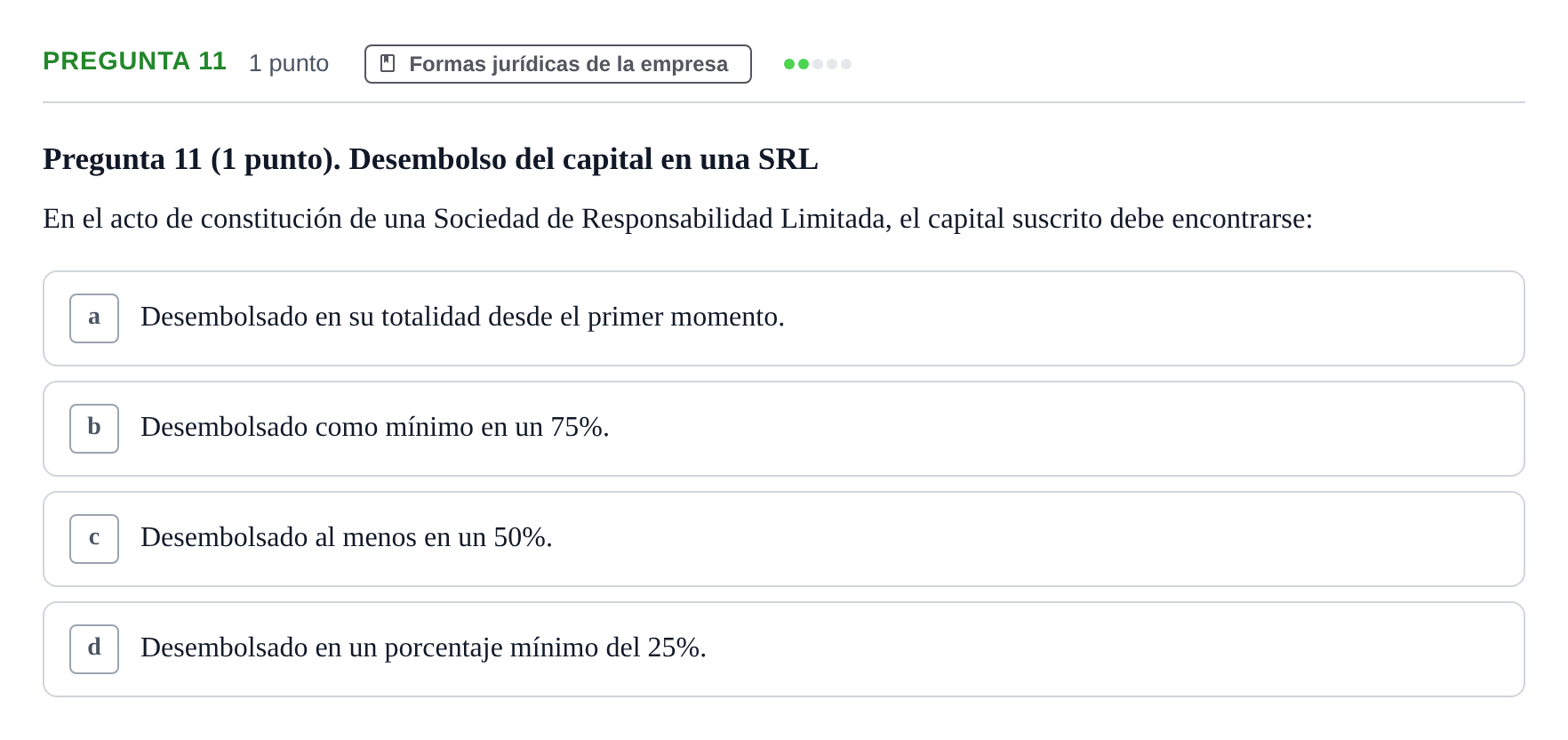 Enunciado: Pregunta 11 · Economia de L'empresa UB 2010