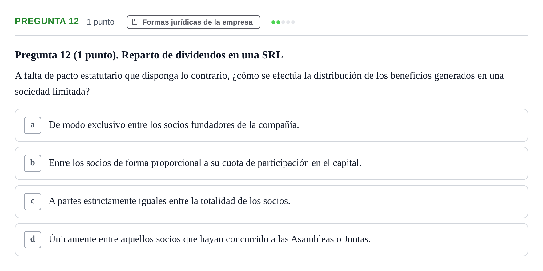 Enunciado: Pregunta 12 · Economia de L'empresa UB 2010