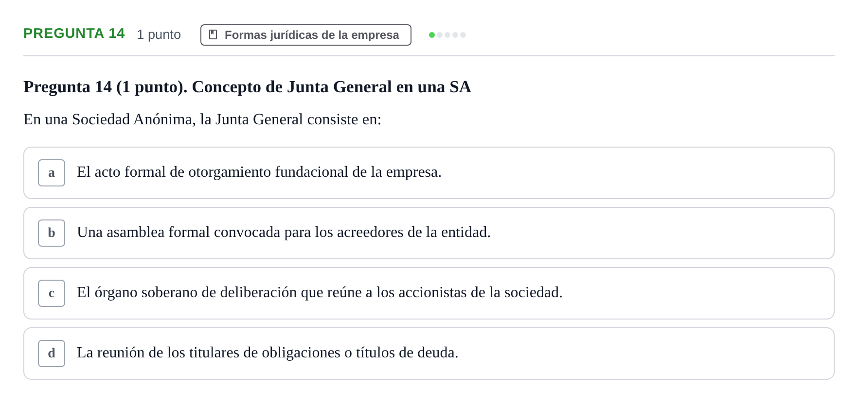 Enunciado: Pregunta 14 · Economia de L'empresa UB 2010