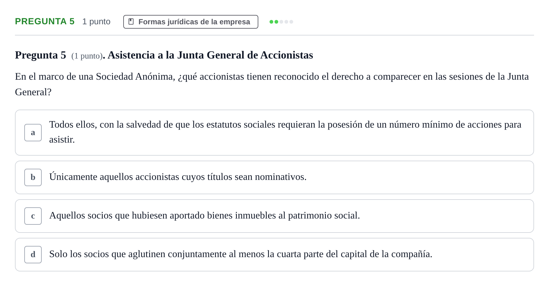 Enunciado: Pregunta 5 · Economia de L'empresa UB 2010