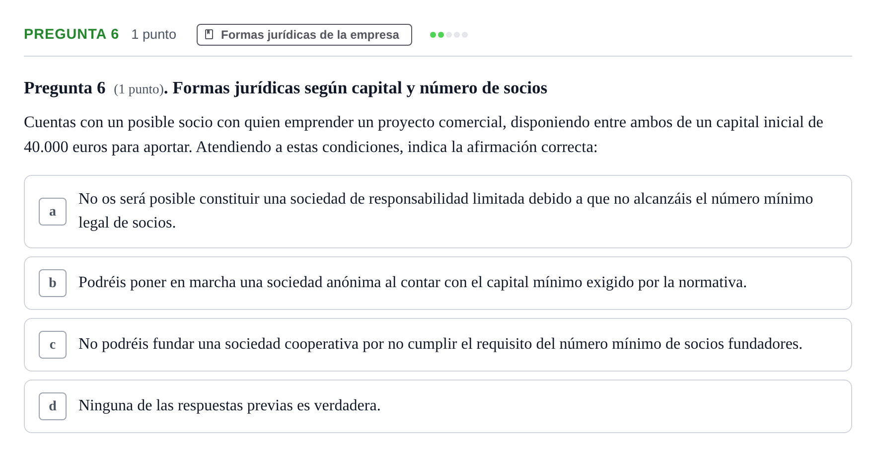 Enunciado: Pregunta 6 · Economia de L'empresa UB 2010