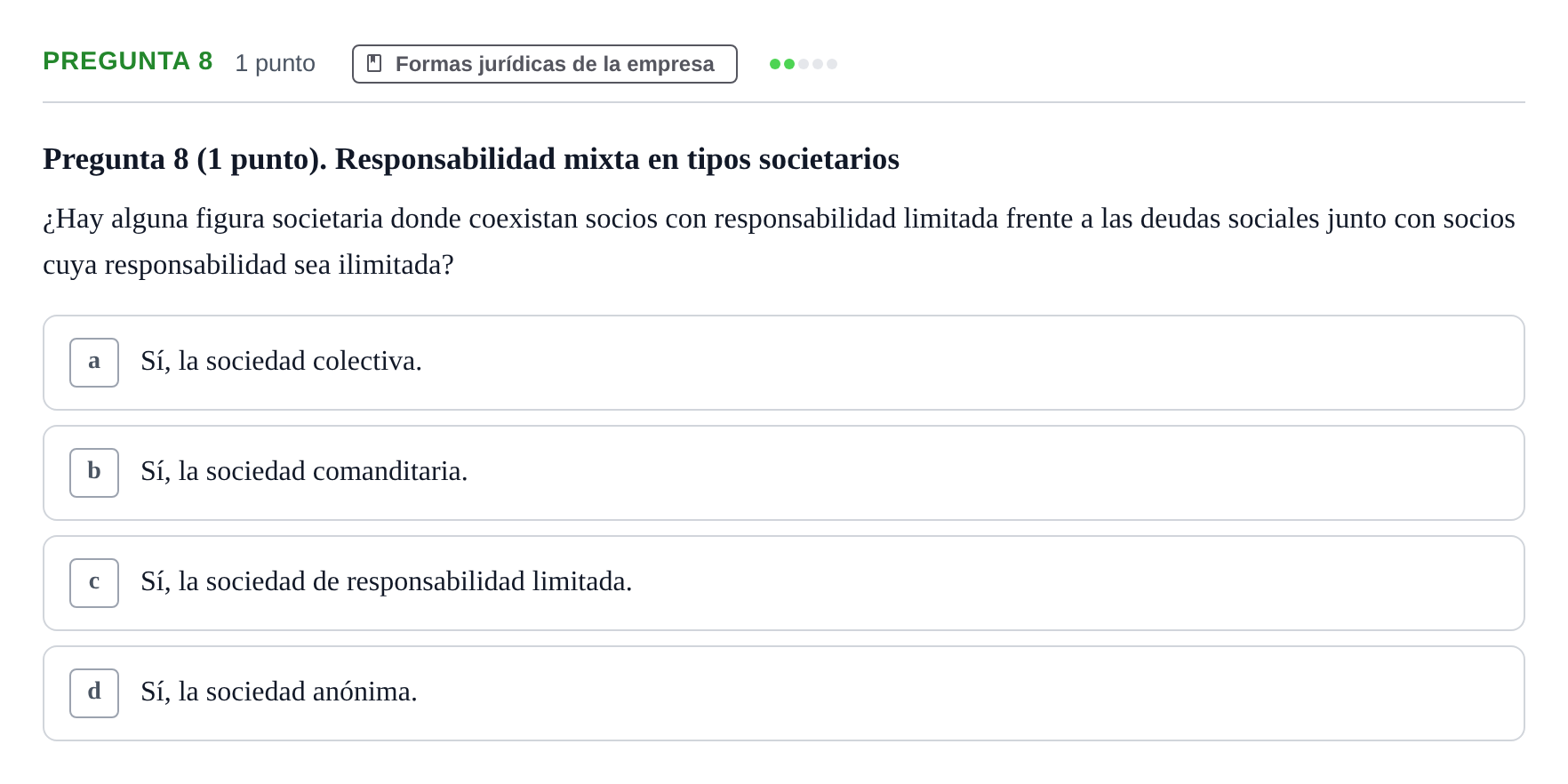 Enunciado: Pregunta 8 · Economia de L'empresa UB 2010