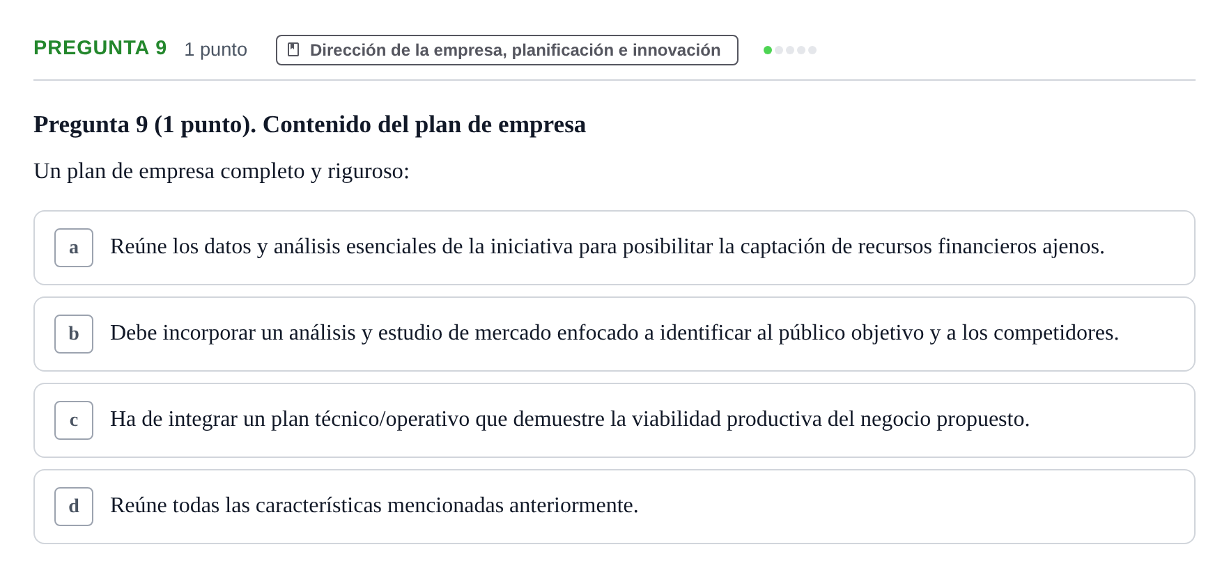 Enunciado: Pregunta 9 · Economia de L'empresa UB 2010