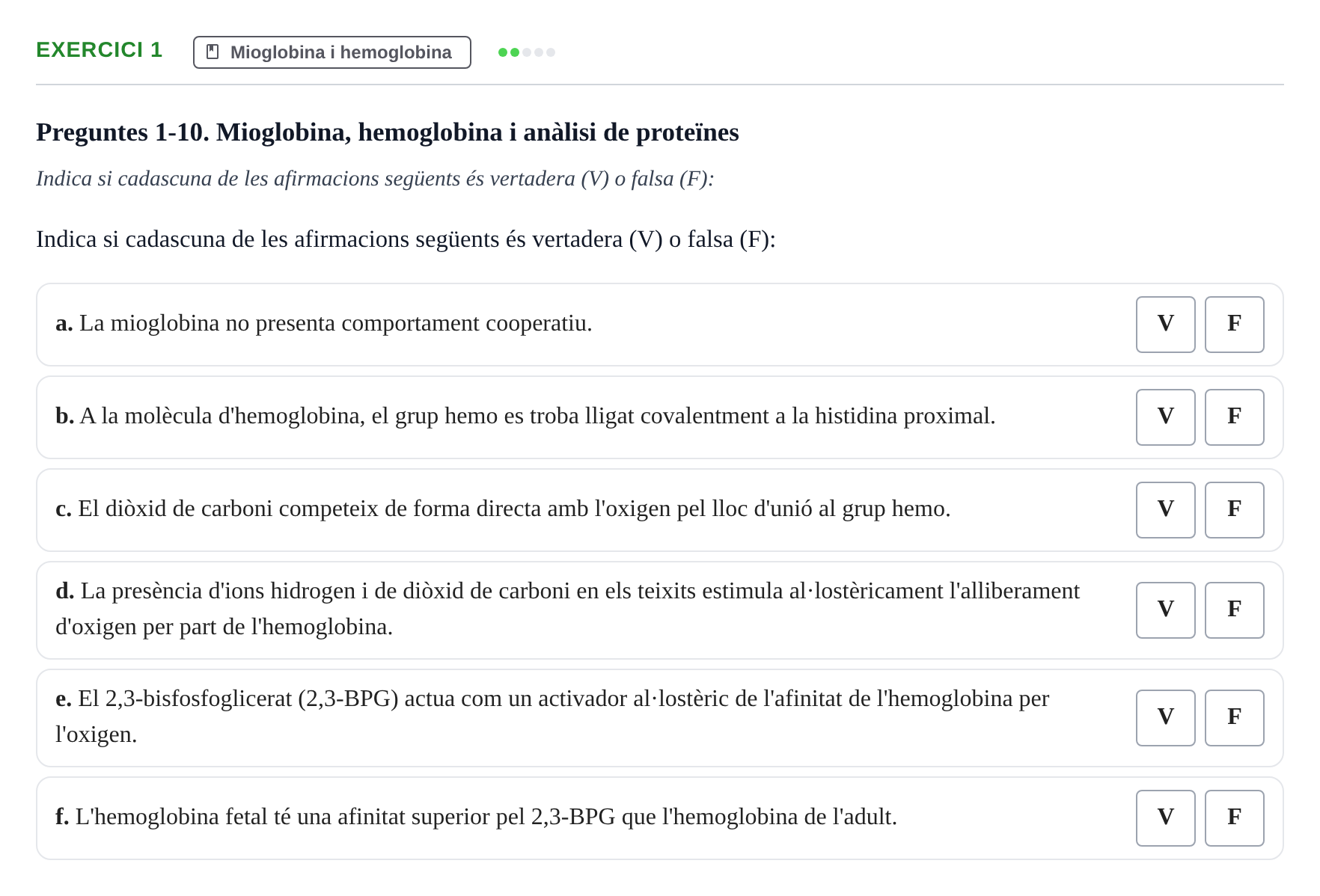 Enunciado: Ejercicio 1 - Mioglobina i hemoglobina · Bioquímica UB 2017