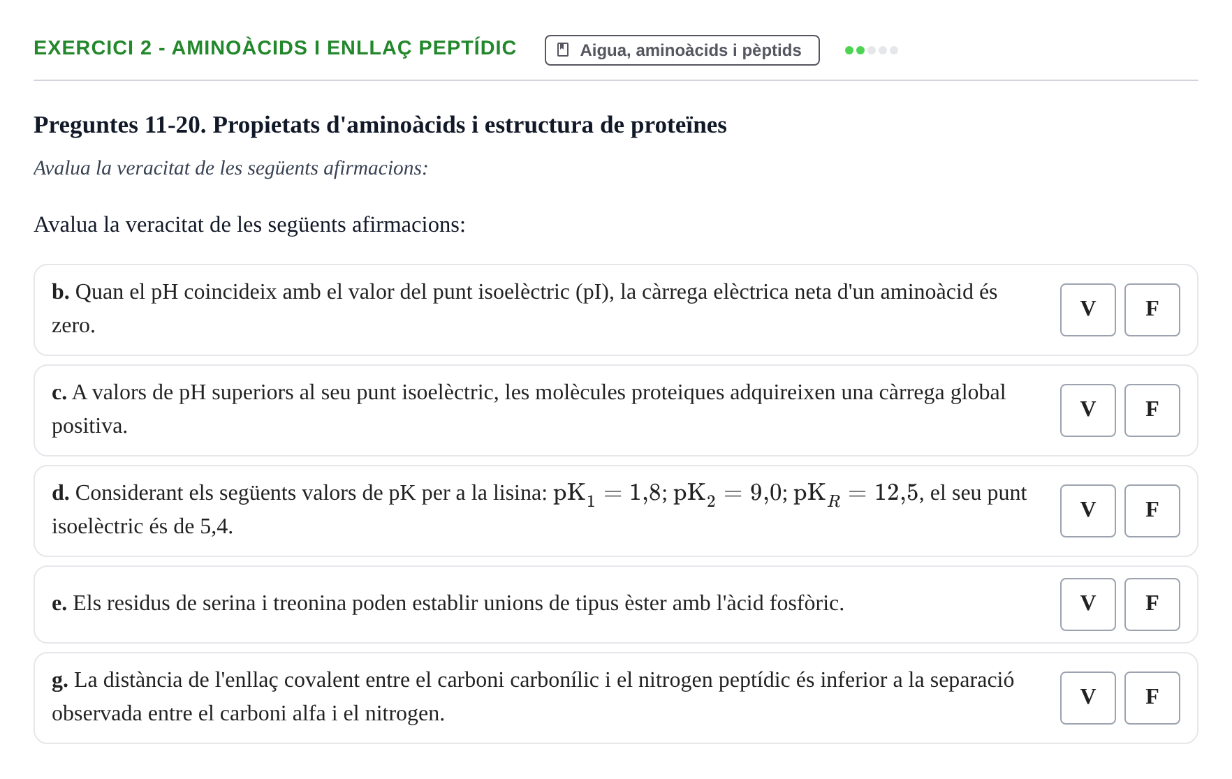 Enunciado: Ejercicio 2 - Aminoàcids i enllaç peptídic · Bioquímica UB 2017