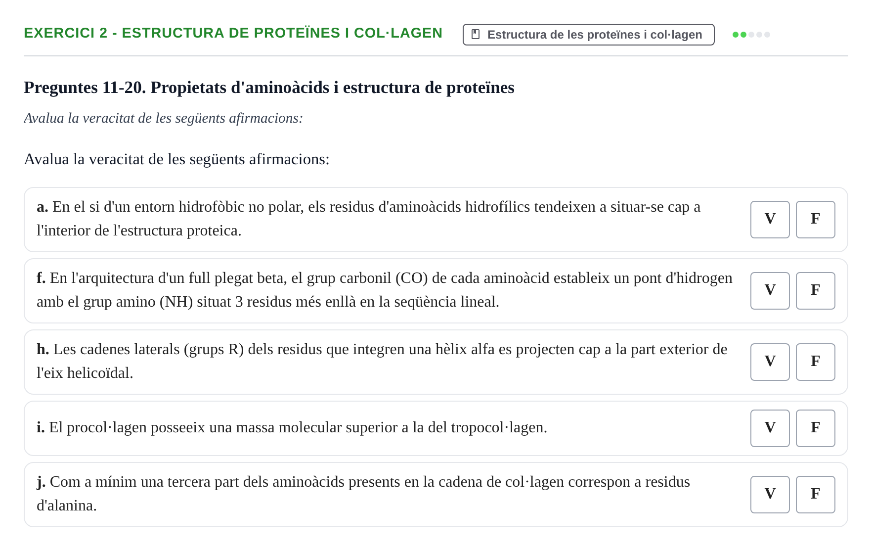 Enunciado: Ejercicio 2 - Estructura de proteïnes i col·lagen · Bioquímica UB 2017