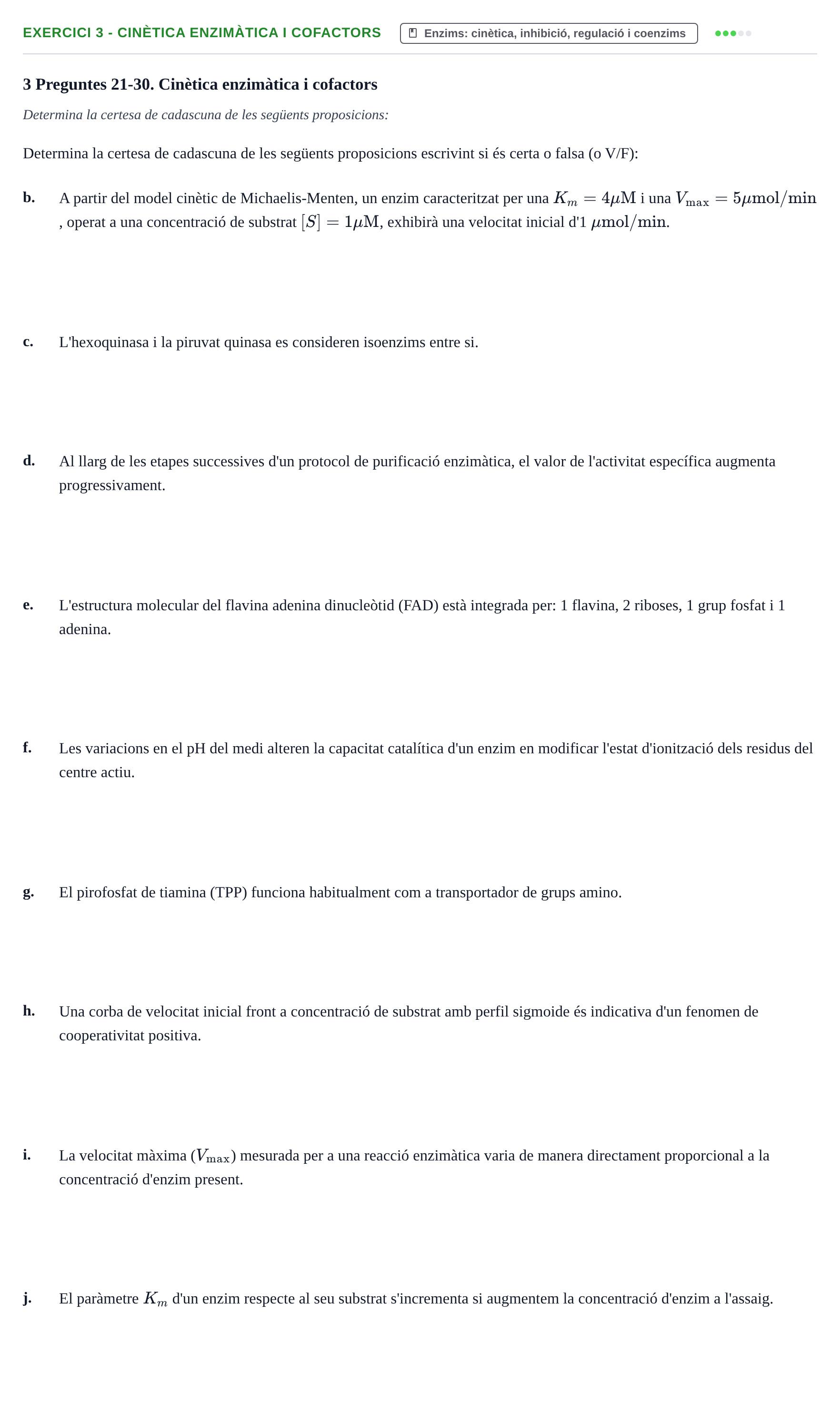Enunciado: Ejercicio 3 - Cinètica enzimàtica i cofactors · Bioquímica UB 2017