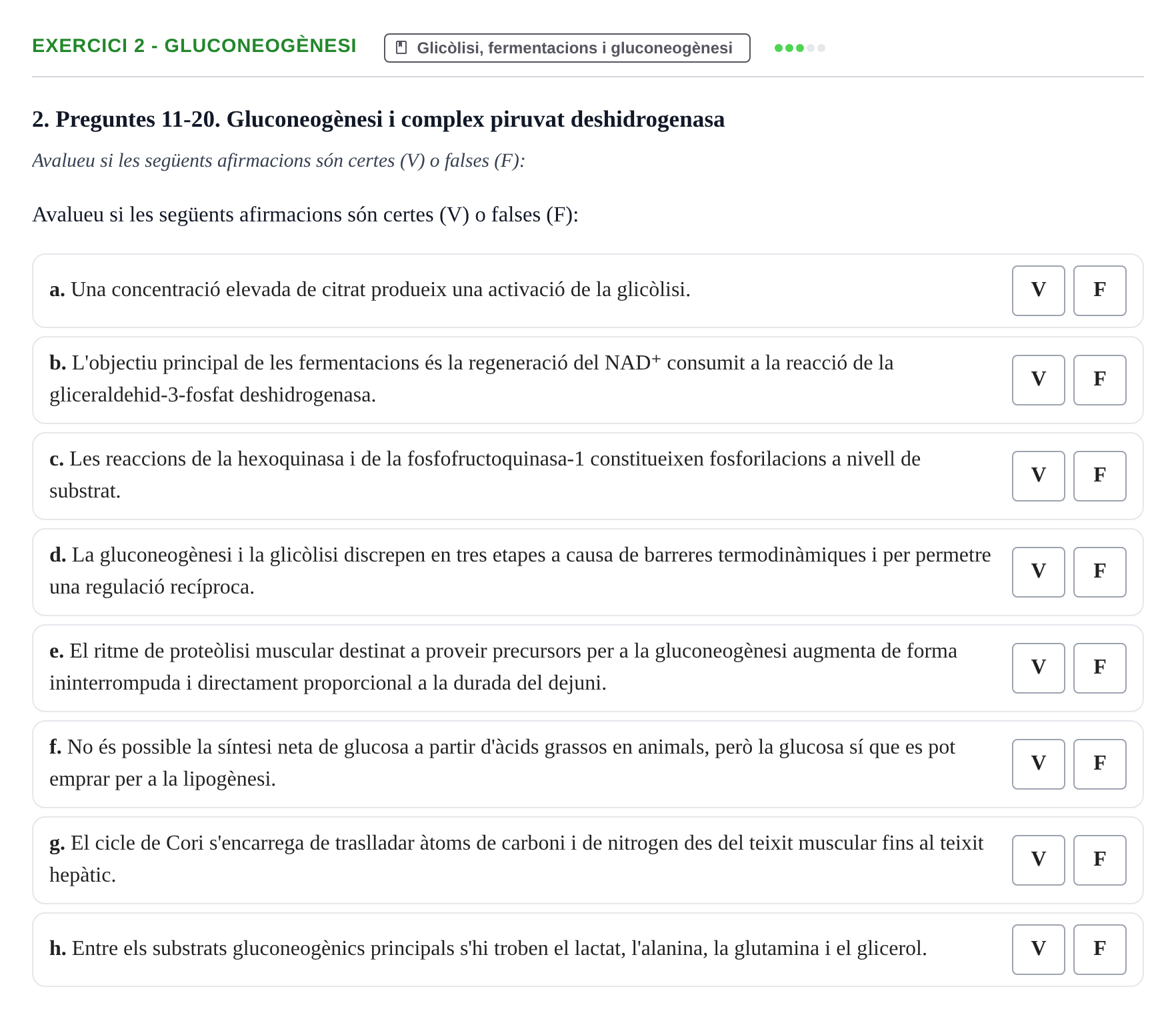 Enunciado: Ejercicio 2 - Gluconeogènesi · Bioquímica UB Examen Segon Parcial de Bioquímica