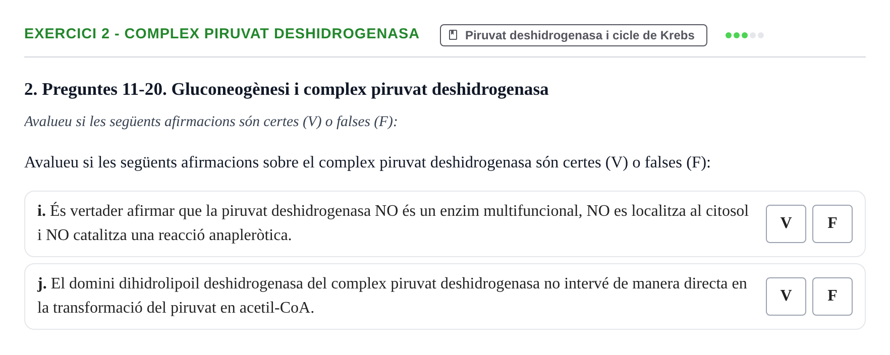 Enunciado: Ejercicio 2 - Complex piruvat deshidrogenasa · Bioquímica UB Examen Segon Parcial de Bioquímica