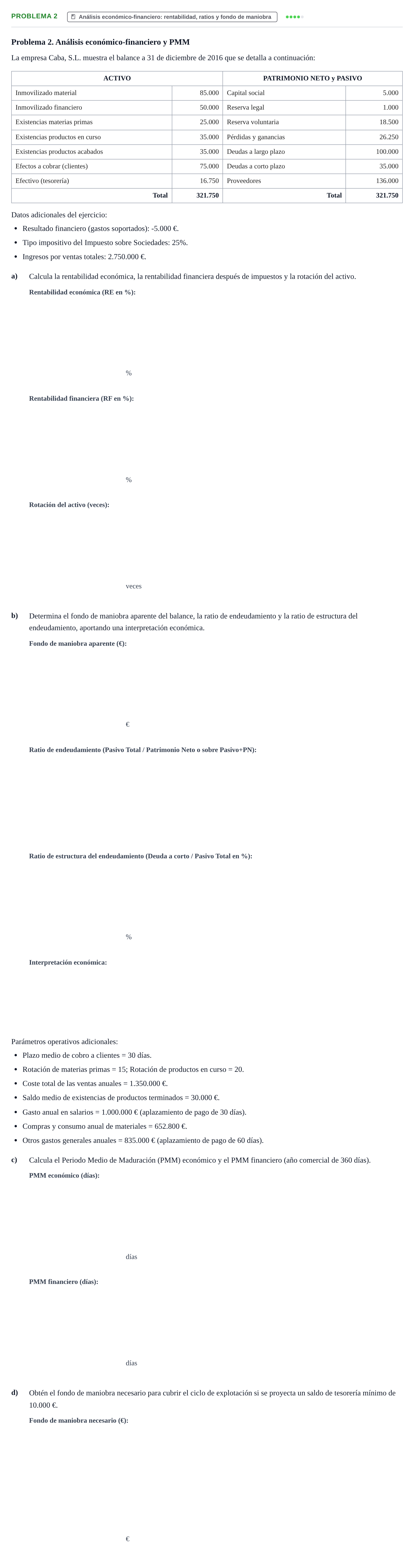 Enunciado: Problema 2 · Economia de L'empresa UB 2017