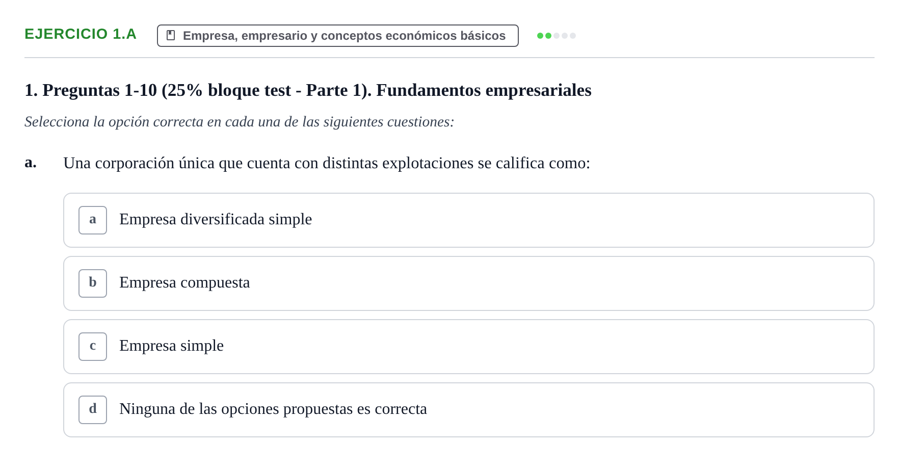 Enunciado: Ejercicio 1.a · Economia de L'empresa UB 2017