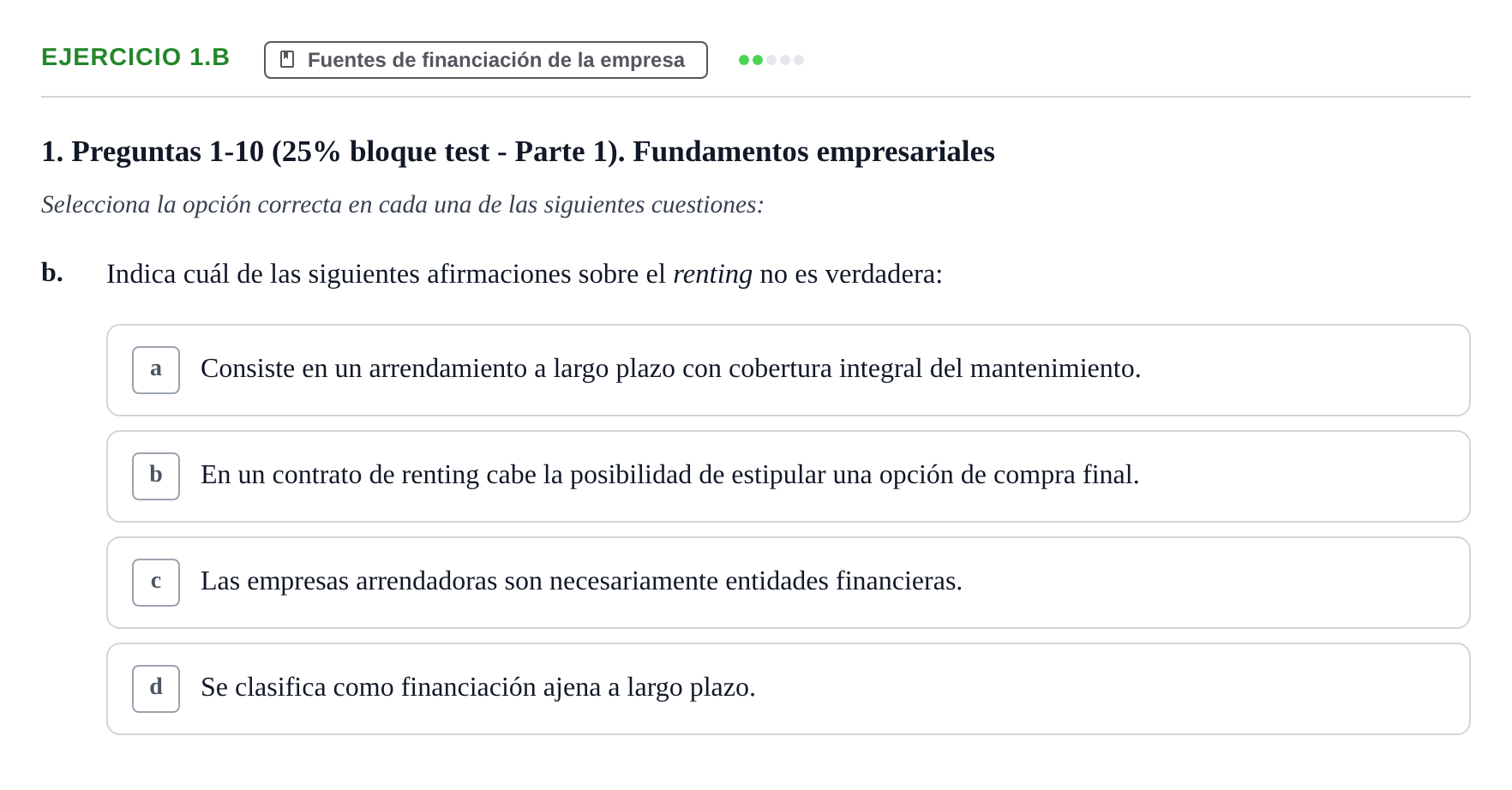 Enunciado: Ejercicio 1.b · Economia de L'empresa UB 2017