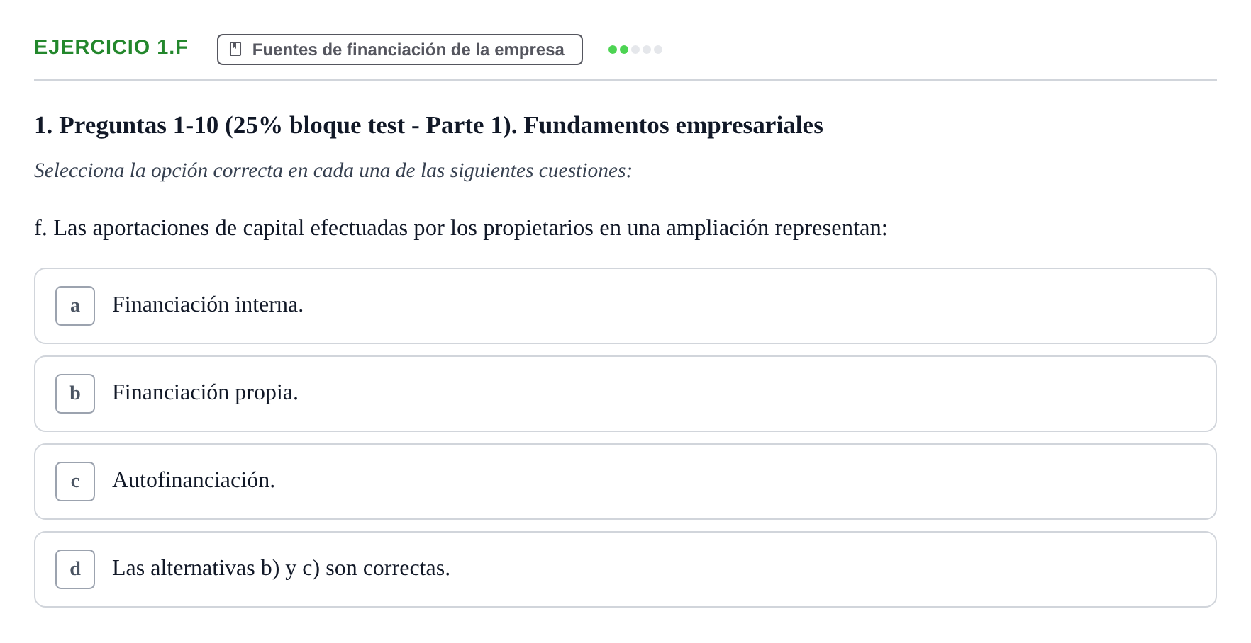 Enunciado: Ejercicio 1.f · Economia de L'empresa UB 2017