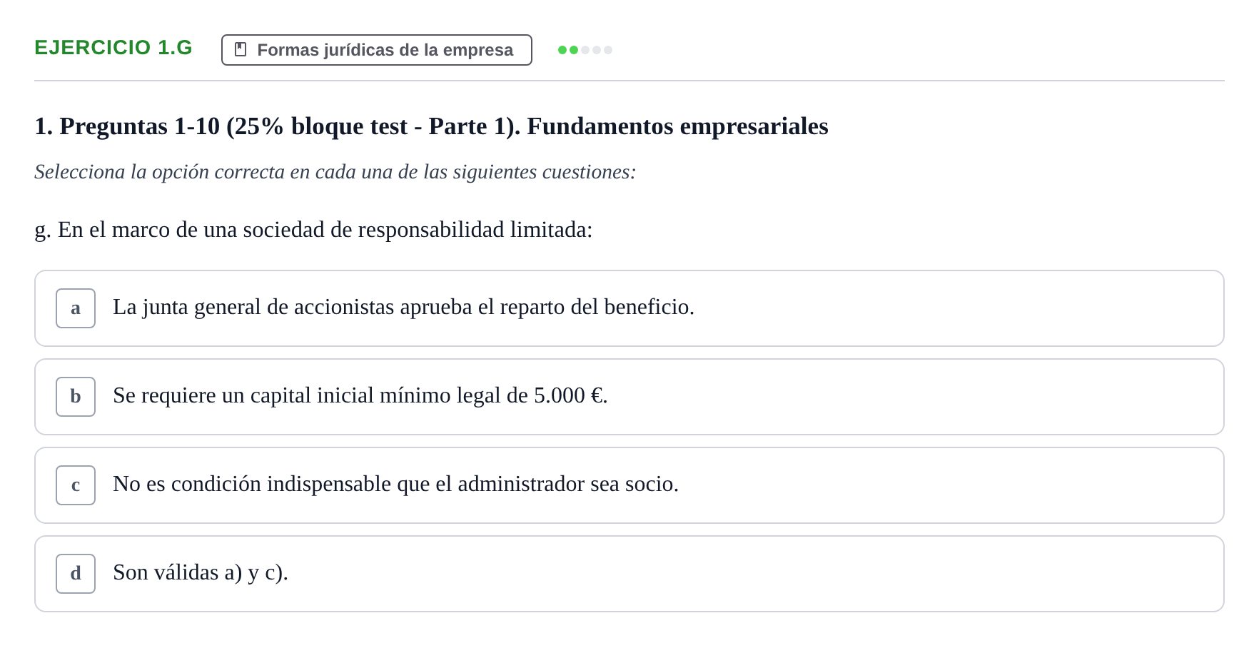 Enunciado: Ejercicio 1.g · Economia de L'empresa UB 2017