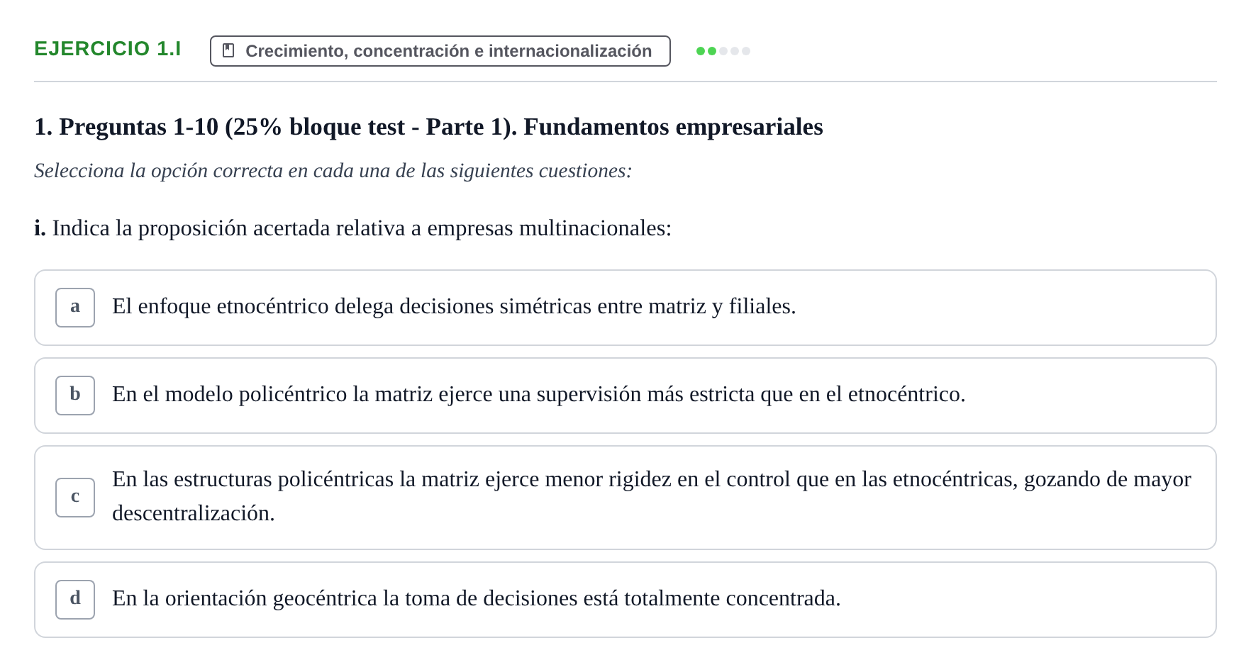 Enunciado: Ejercicio 1.i · Economia de L'empresa UB 2017