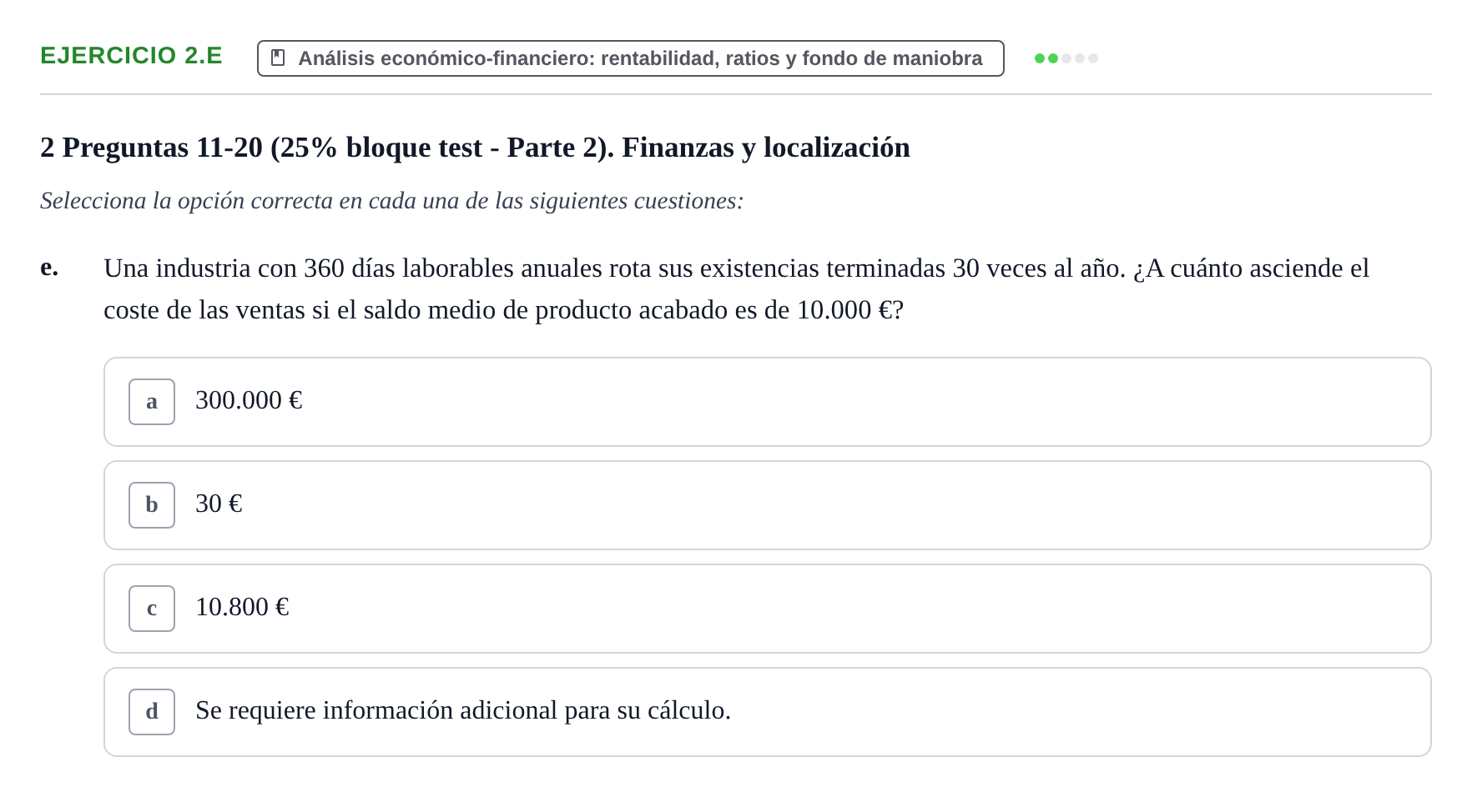 Enunciado: Ejercicio 2.e · Economia de L'empresa UB 2017