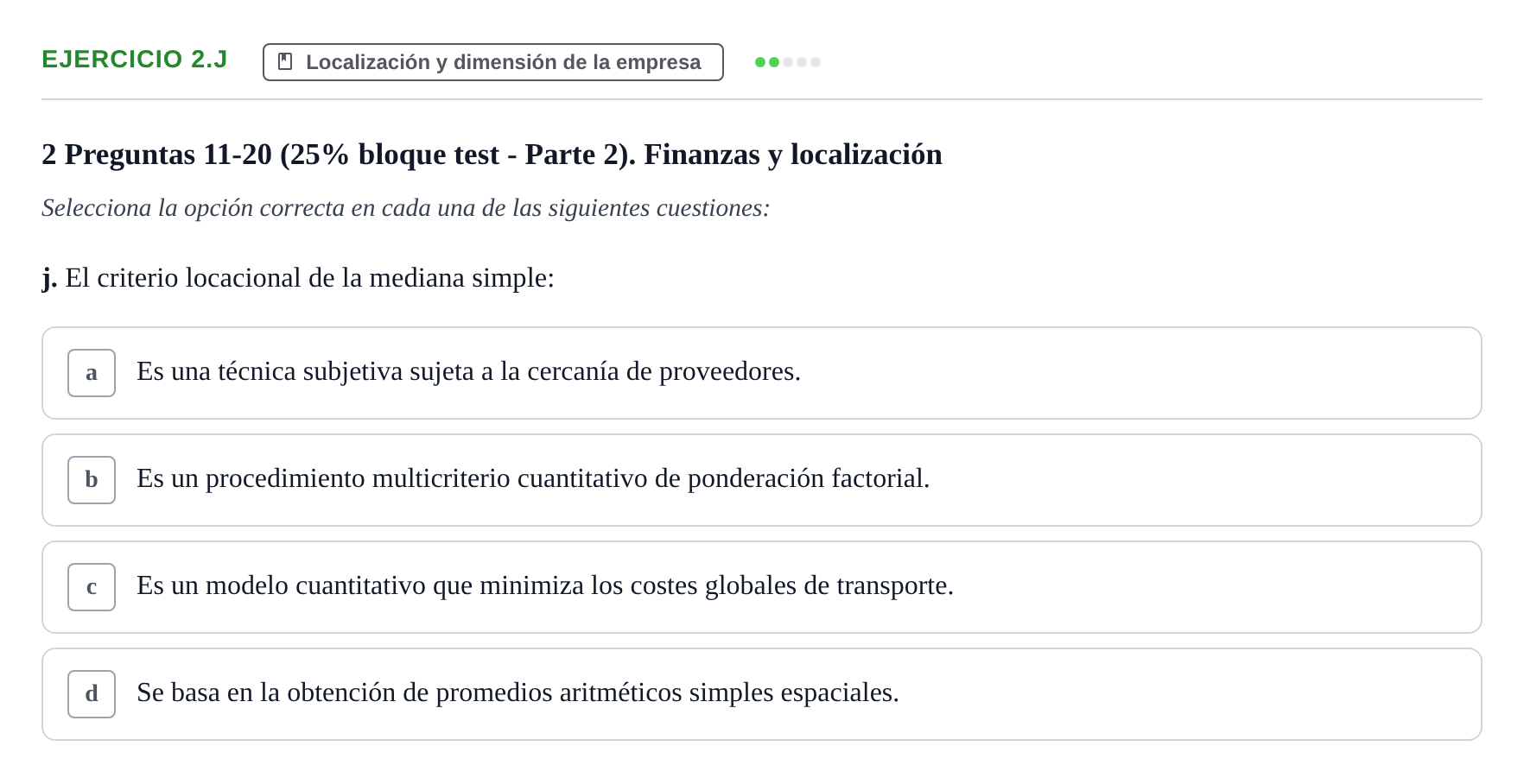 Enunciado: Ejercicio 2.j · Economia de L'empresa UB 2017