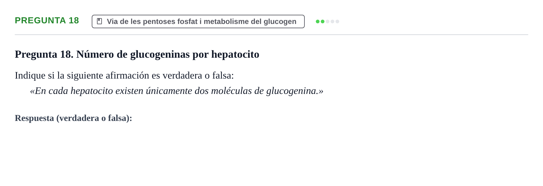 Enunciado: Pregunta 18 · Bioquímica UB Examen de Bioquímica: Metabolismo y Bioenergética