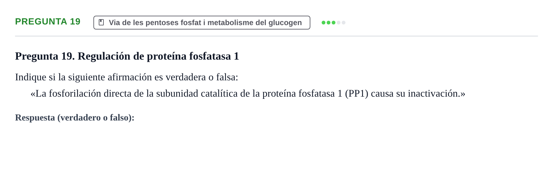 Enunciado: Pregunta 19 · Bioquímica UB Examen de Bioquímica: Metabolismo y Bioenergética