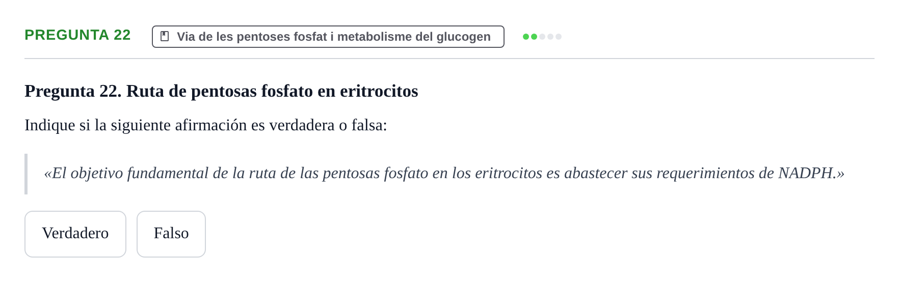 Enunciado: Pregunta 22 · Bioquímica UB Examen de Bioquímica: Metabolismo y Bioenergética